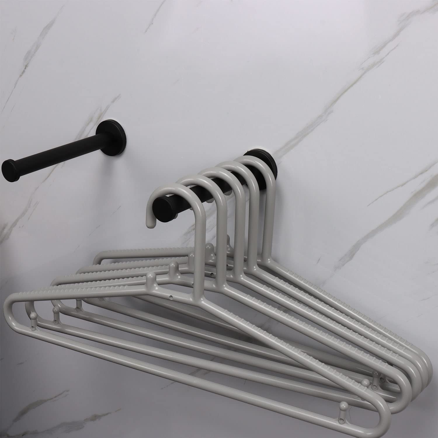 6 Pack Stainless Steel Bath Towel Hooks - Heavy Duty 304 SUS Wall Mounted Coat & Robe Hangers for Bathroom, Bedroom, Kitchen - Durable Round Clothes Hooks (6 Inch, Black) - Perfect for Organizing Towels, Robes & Coats in Home & Office Spaces