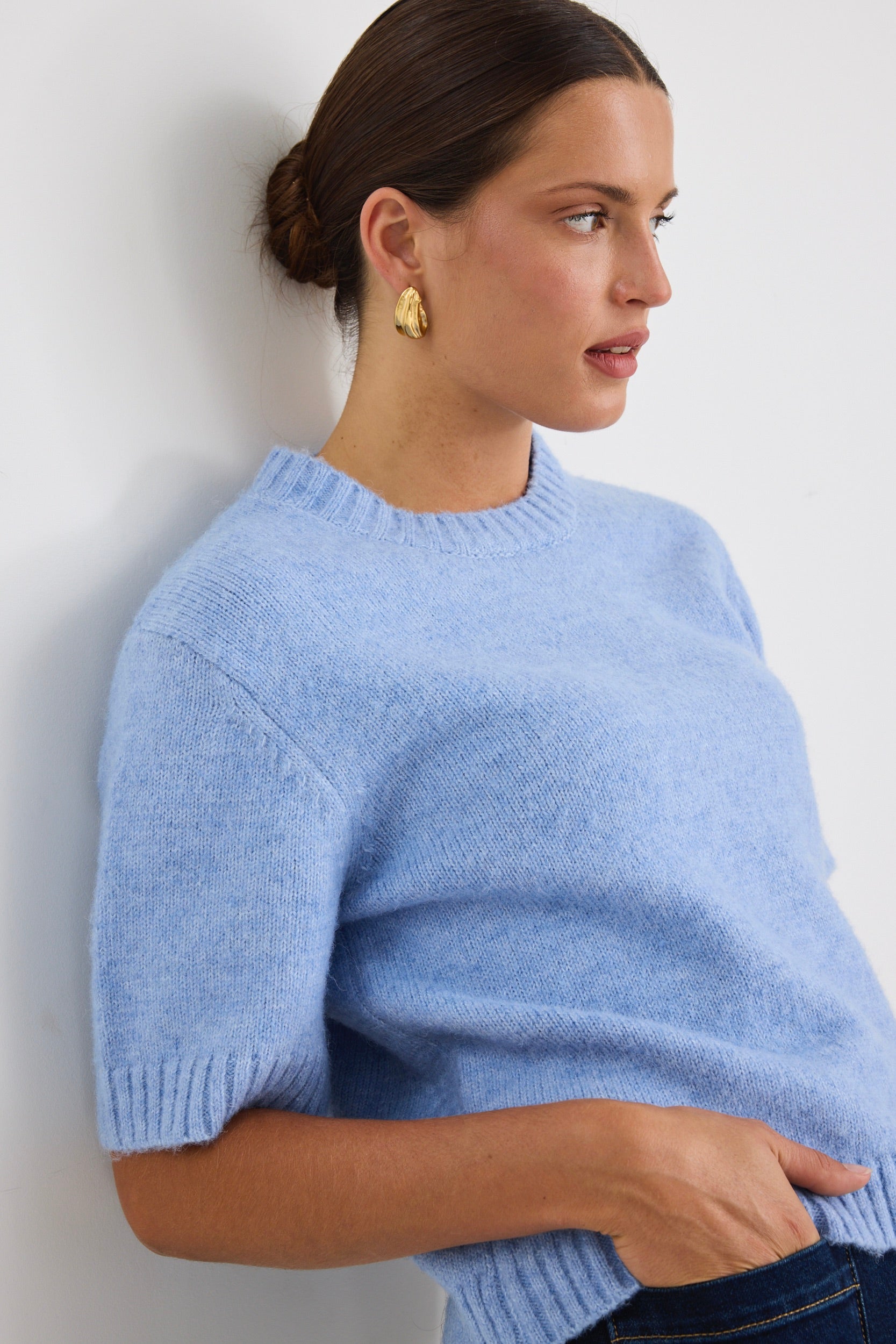 Goddess Ice Blue Soft Knit Tee - Women's Comfortable Casual T-Shirt for Everyday Wear, Date Night & Weekend Outfits