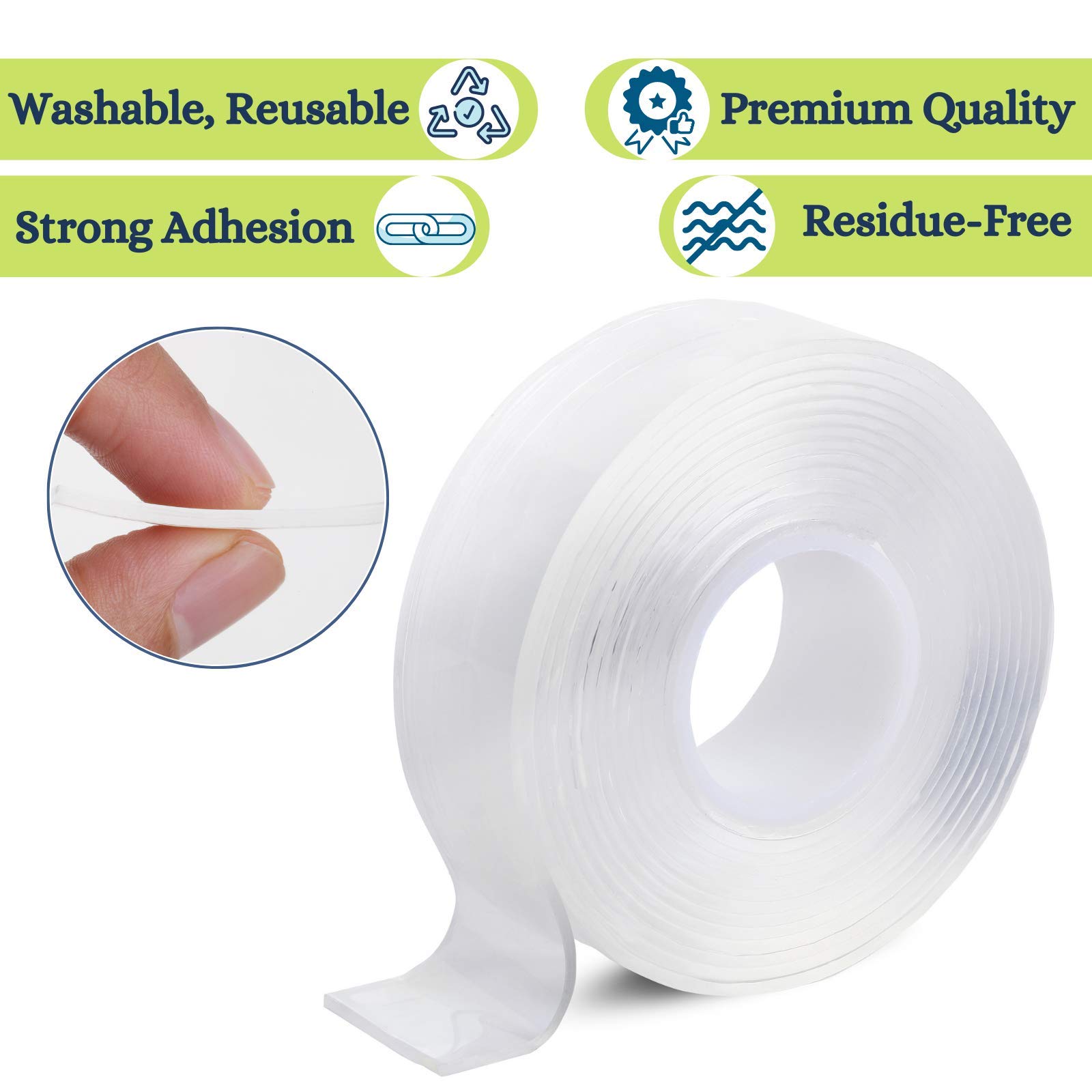 Mr. Pen Double Sided Tape - 1.2 Inch Transparent Mounting Tape for Walls | Strong Adhesive Removable Two Sided Tape for Hanging Photos, Posters & Home Decor