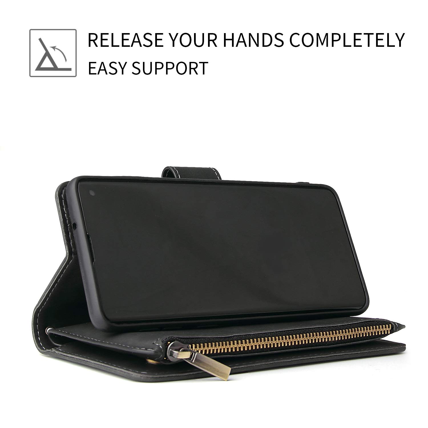 Premium PU Leather Wallet Case for Samsung Galaxy S9 Plus - Magnetic Closure, Card Slots, Kickstand & Hand Strap | Women's Fashion Phone Purse for Daily Use, Travel & Shopping