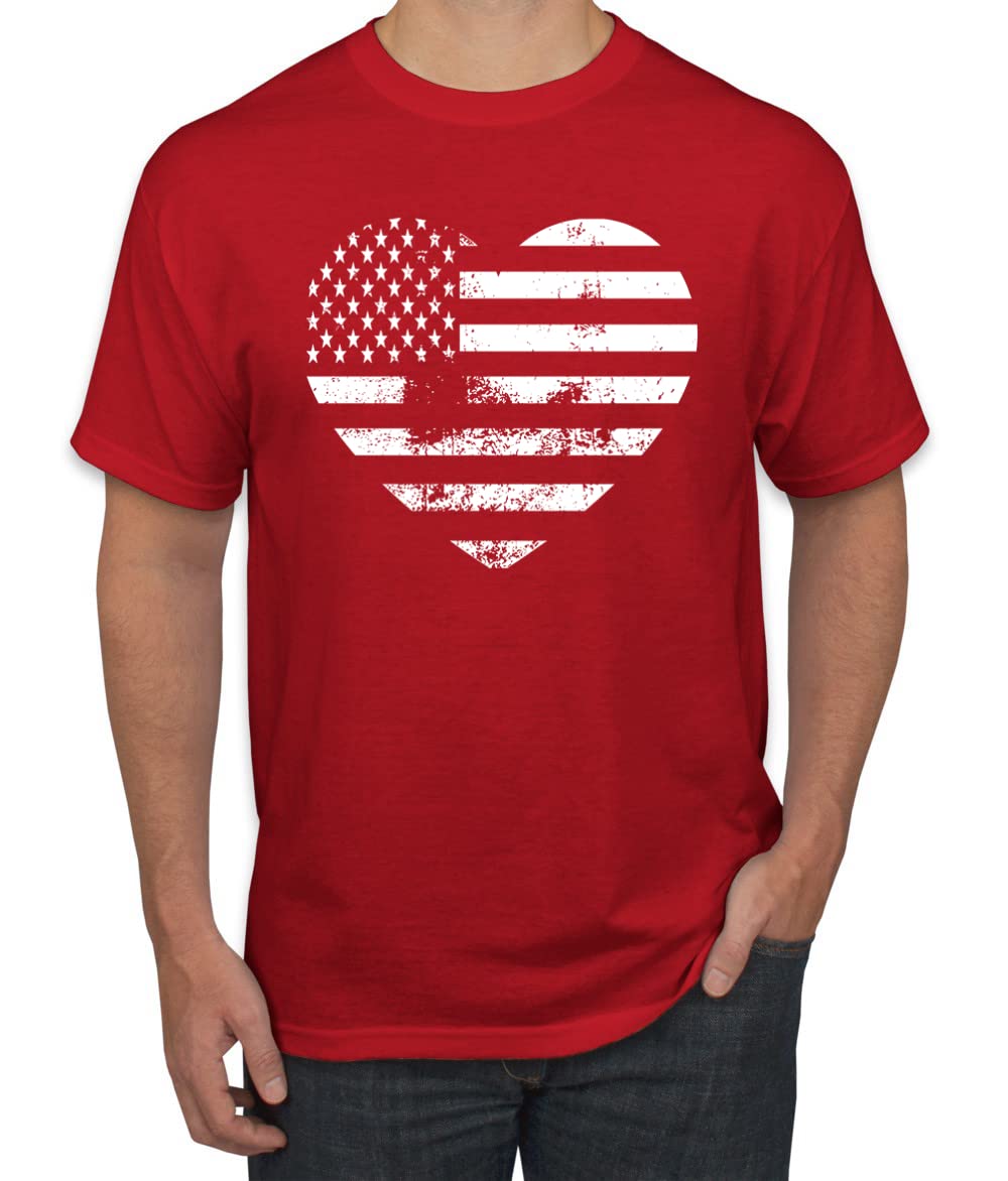 Wild Bobby USA Flag Heart Patriotic Men's Graphic T-Shirt - American Pride Tee for 4th of July, Veterans Day & Casual Wear