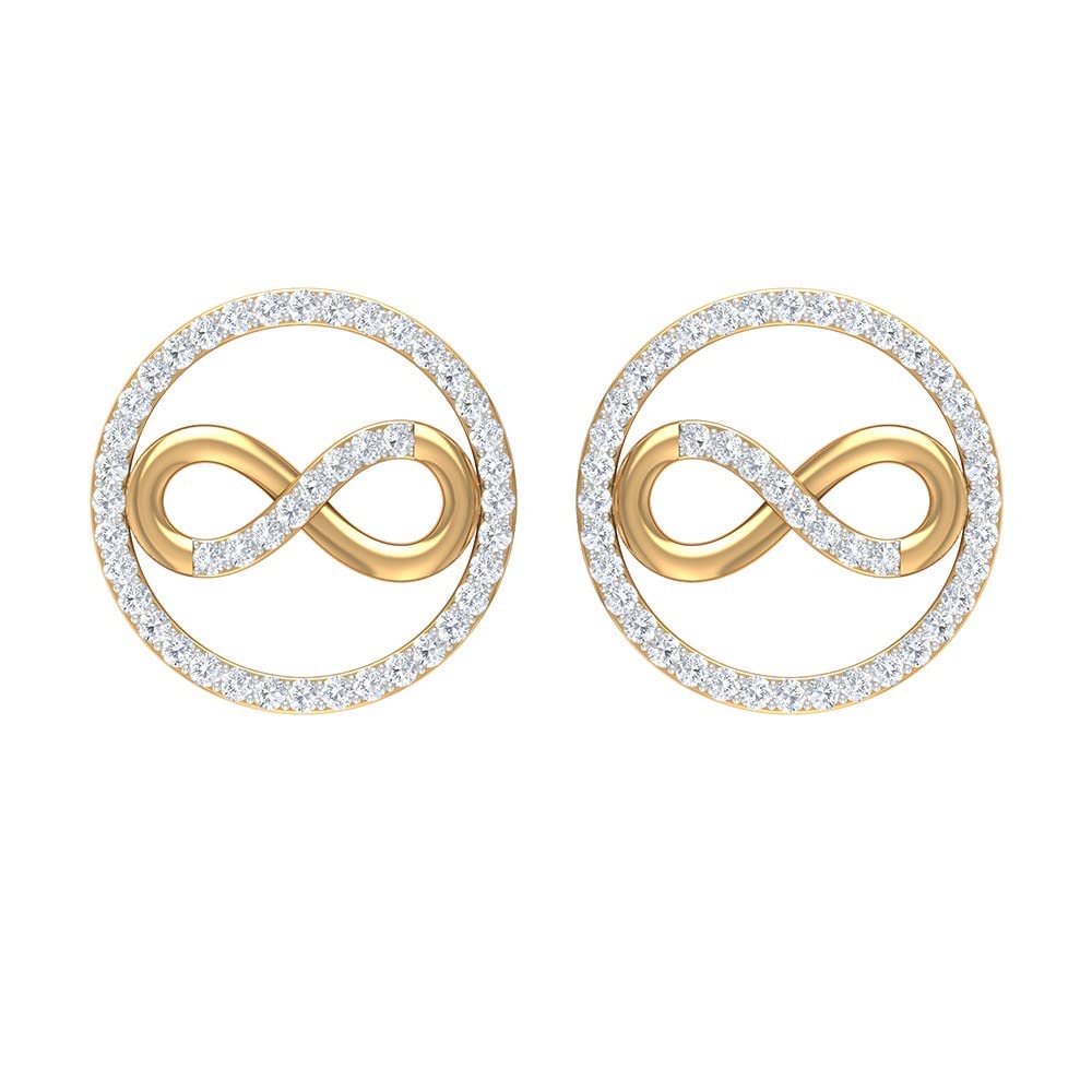 1/4 CT HI-SI Diamond Stud Earrings for Women - 14K Solid Gold Infinity Circle Earrings - Perfect for Weddings, Anniversaries & Everyday Elegance