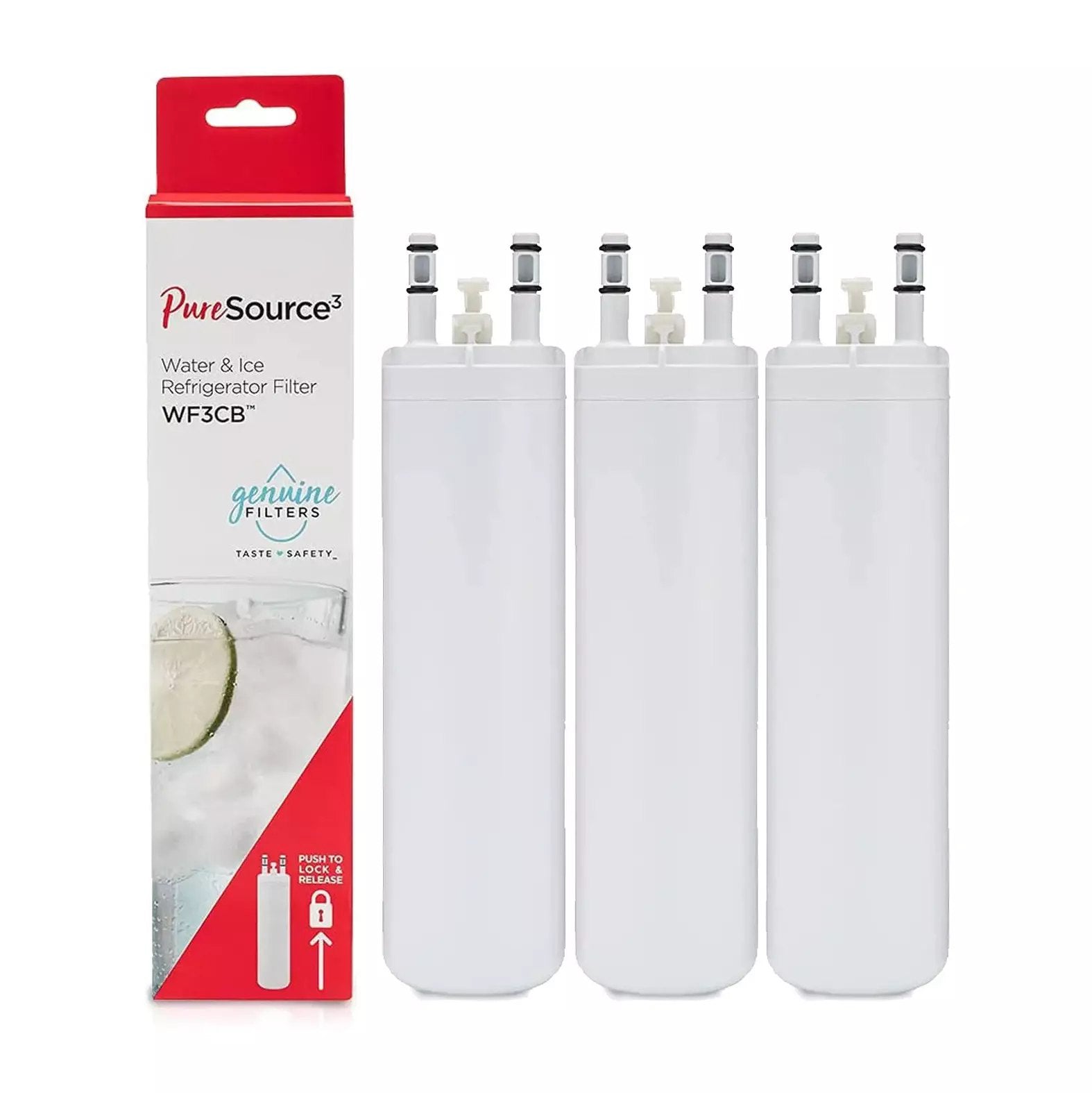 3 Pack Frigidaire WF3CB PureSource 3 Refrigerator Water Filters - Blue Ripple Replacement Cartridges for Clean Drinking Water | Perfect for Home, Office & RV Use
