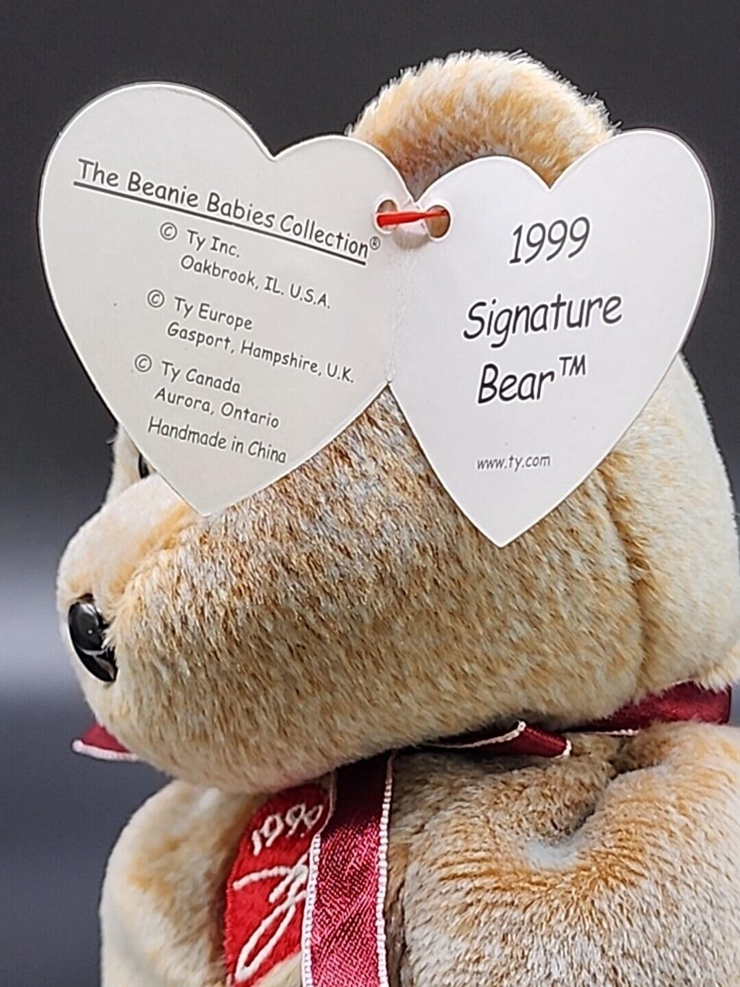 Vintage 1999 Beanie Baby Signature Teddy Bear - Rare Retired Collectible Plush Toy for Display & Gift Giving