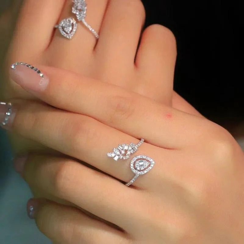 18K White Gold Natural Diamond Ring for Women | Elegant Cocktail Party Wedding Ring | Perfect for Engagement, Anniversary & Special Occasions