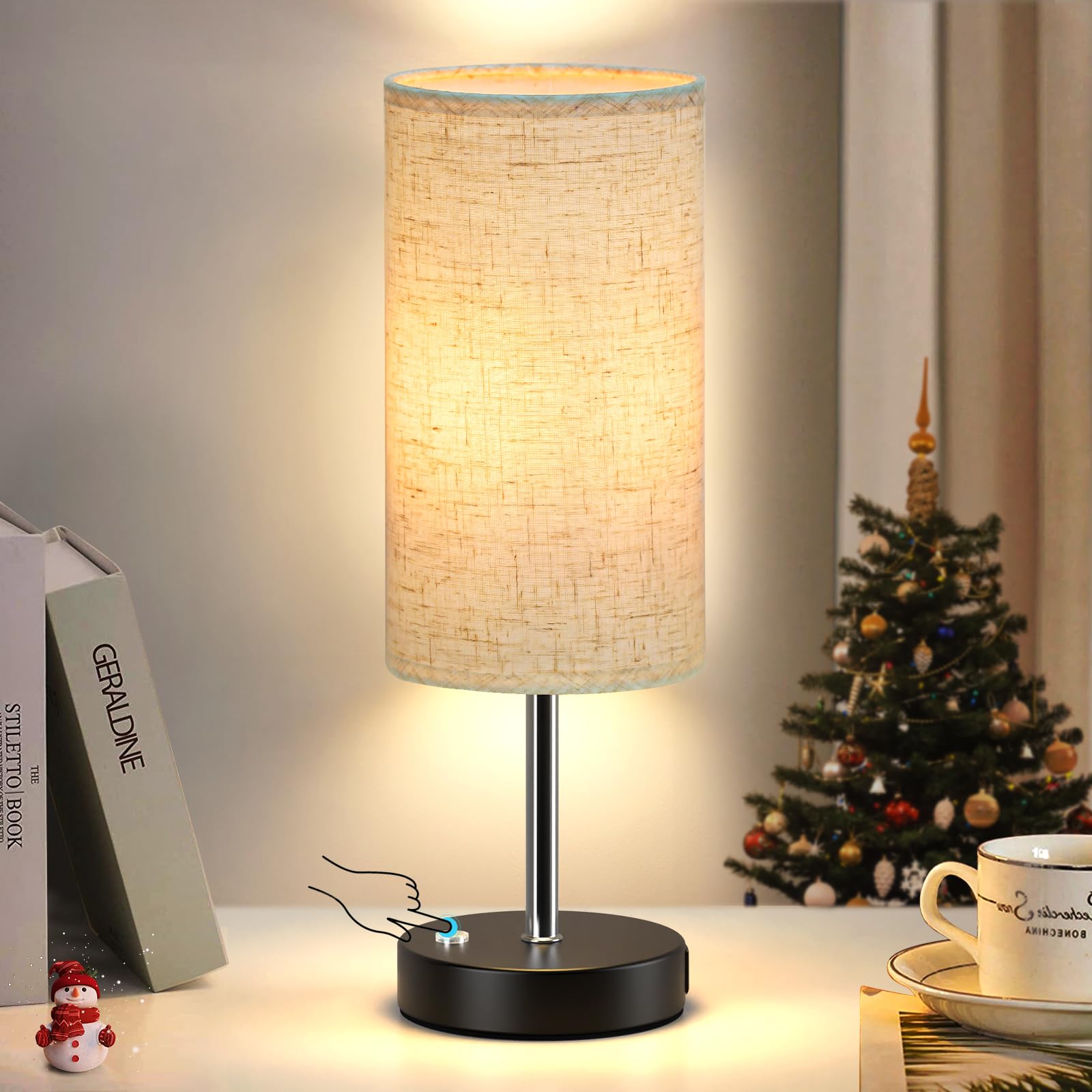 Rechargeable Cordless Table Lamp - 14.3 Inch Wireless Touch Control Dimmable LED Lamp for Living Room, Bedroom, Restaurant & Outdoor Use - Perfect for Nightstand, Buffet, Patio & Emergency Lighting (1 Pack)