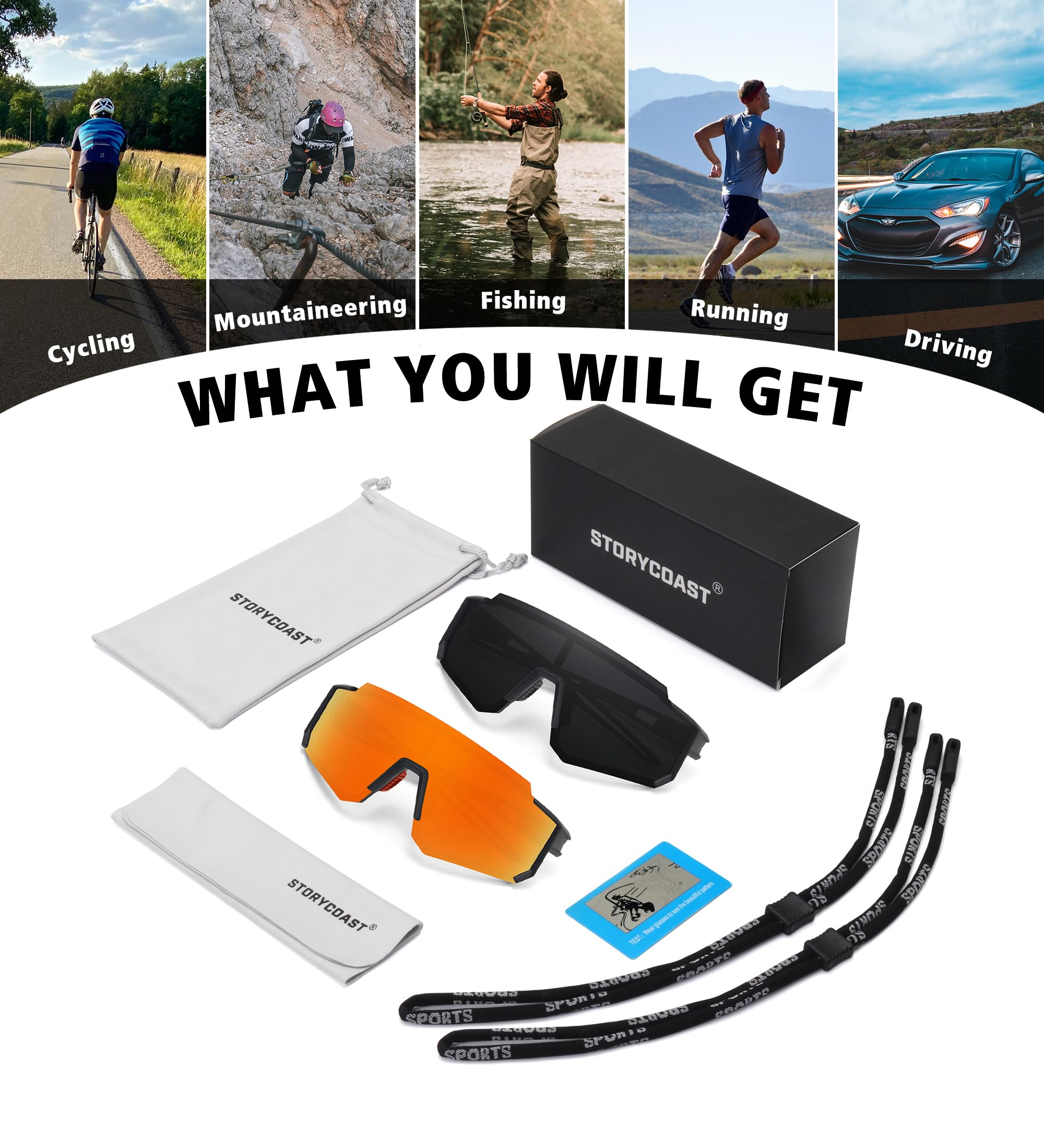 STORYCOAST Polarized Sports Sunglasses for Men & Women - UV400 Protection for Driving, Fishing, Cycling & Mountain Biking - Lightweight & Durable for Outdoor Adventures