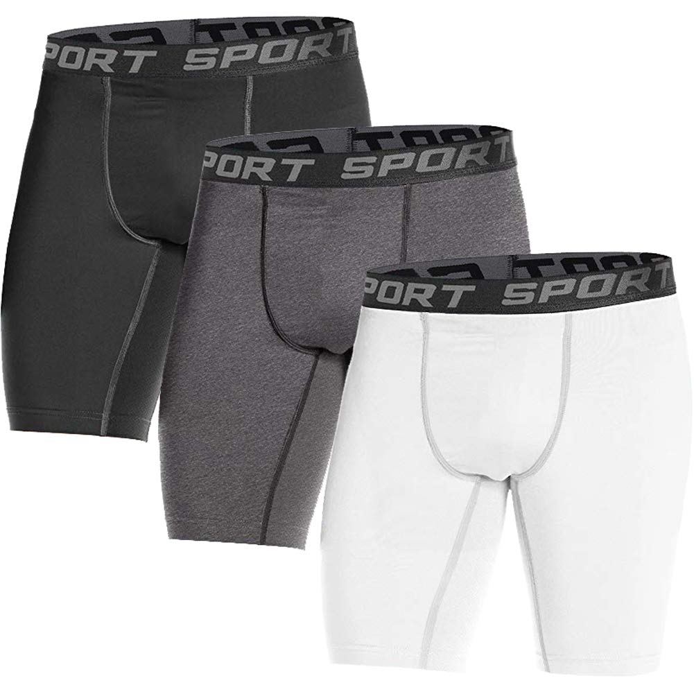 Men's Athletic Compression Shorts - 3 Pack Running & Workout Shorts for Gym, Basketball & Sports | Moisture-Wicking & Breathable