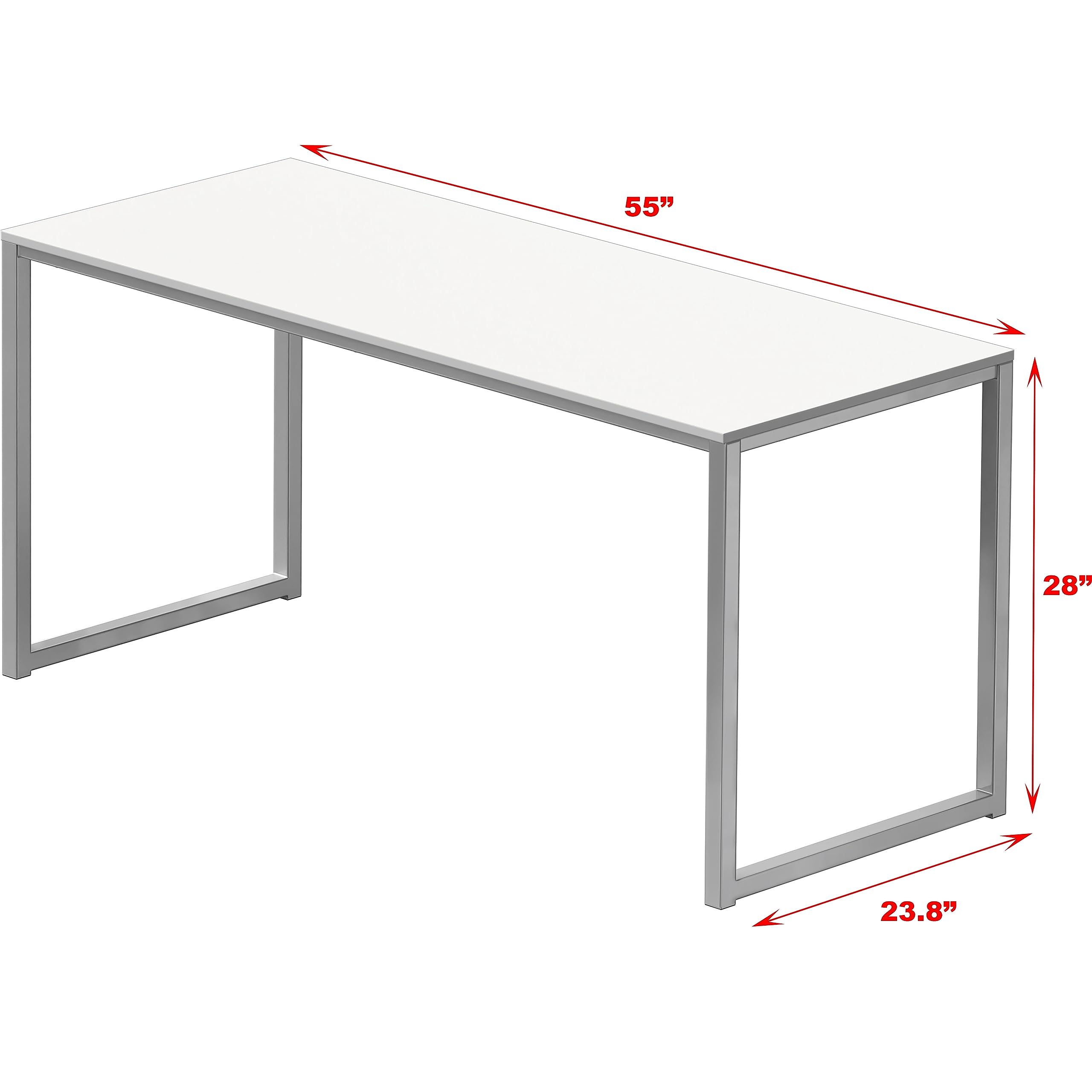 SHW Mission 55-Inch Home Office Computer Desk, White - Modern Writing Desk for Small Spaces, Study Desk for Students, Work from Home Office Furniture - Perfect for Remote Work, Online Classes & Gaming Setup