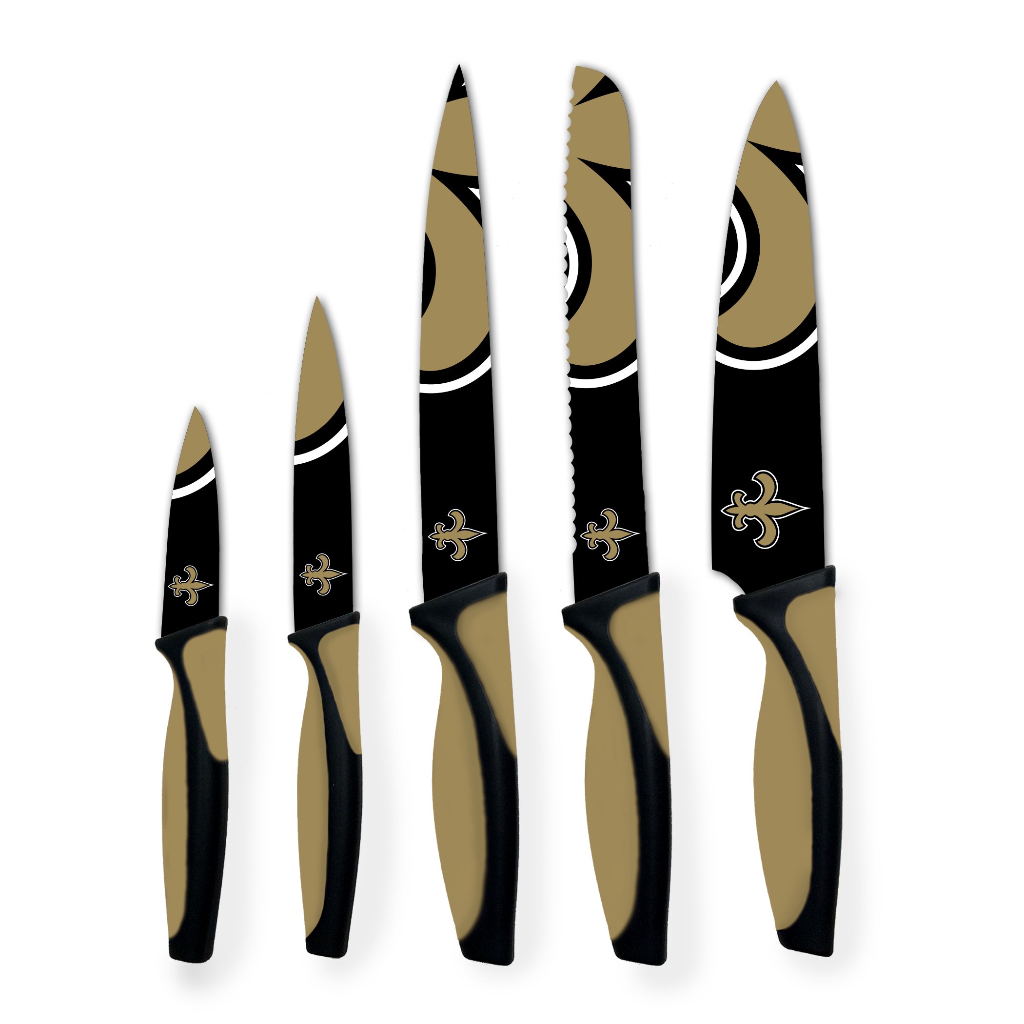 Premium NFL New Orleans Saints Themed Kitchen Knife Set - Stainless Steel Blades with Non-Slip Handles - Perfect for Saints Fans, Tailgating, Cooking & Game Day Entertaining