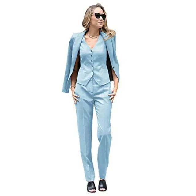 Women's Slim Fit 3-Piece Pant Suit Set - Professional Office Wear & Business Attire for Work, Interviews & Formal Events