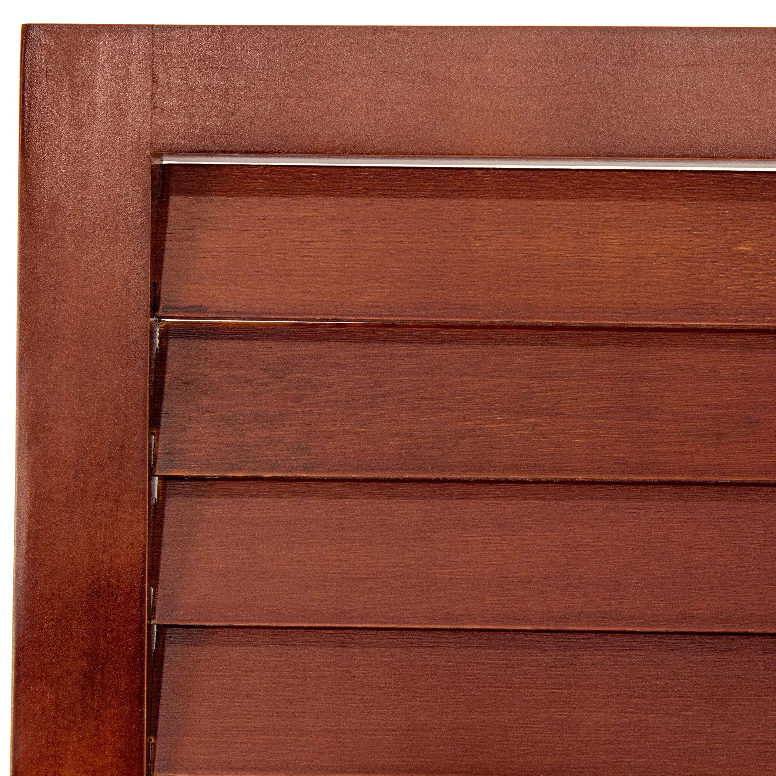 6 ft. Tall Walnut Wooden Louvered Room Divider - 4 Panel Folding Privacy Screen for Home Office, Living Room & Bedroom Separation