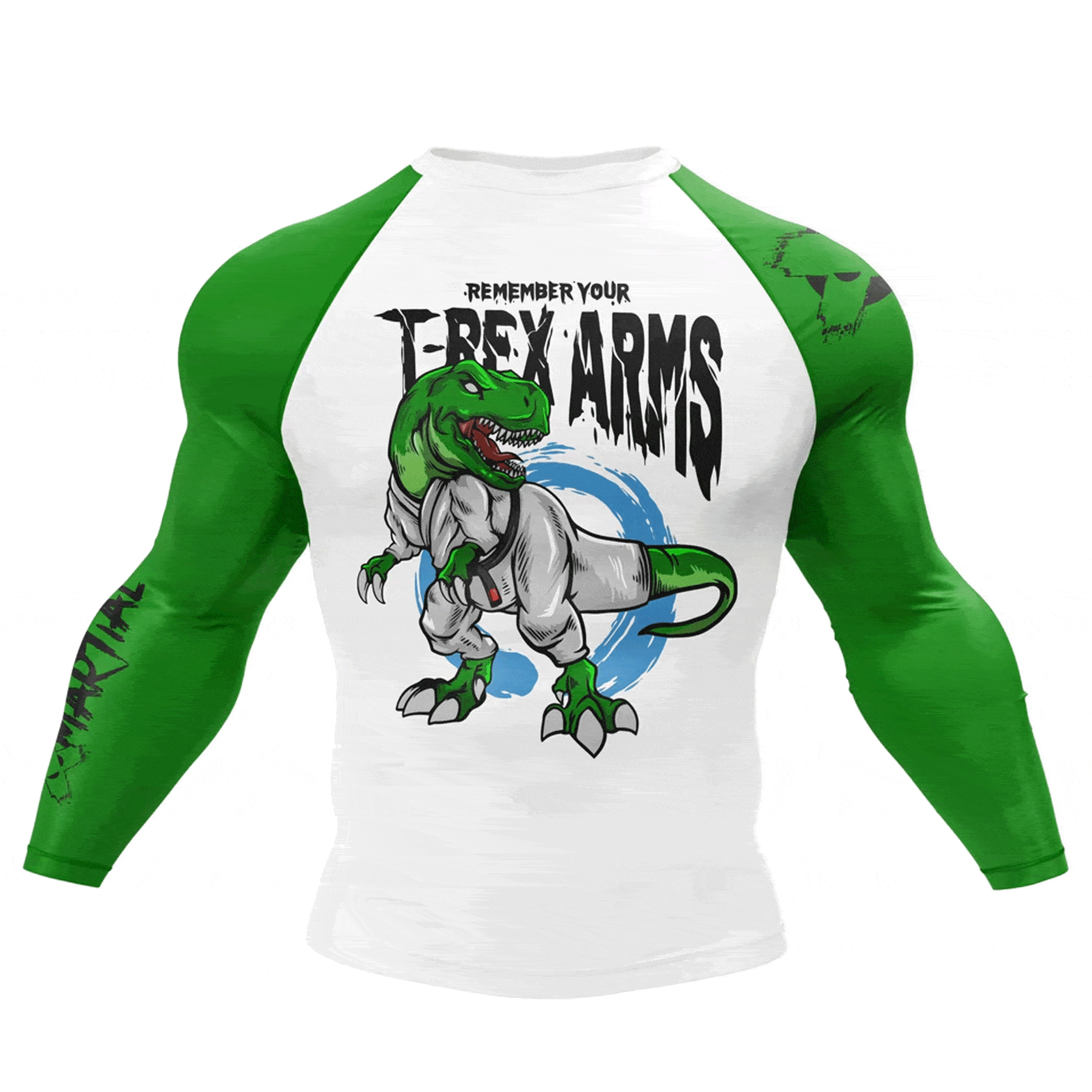 T Rex Arms BJJ Rash Guard - Compression Shirt for Brazilian Jiu Jitsu, MMA & Grappling - Moisture Wicking & Anti Odor - Perfect for Training, Competition & Gym Workouts