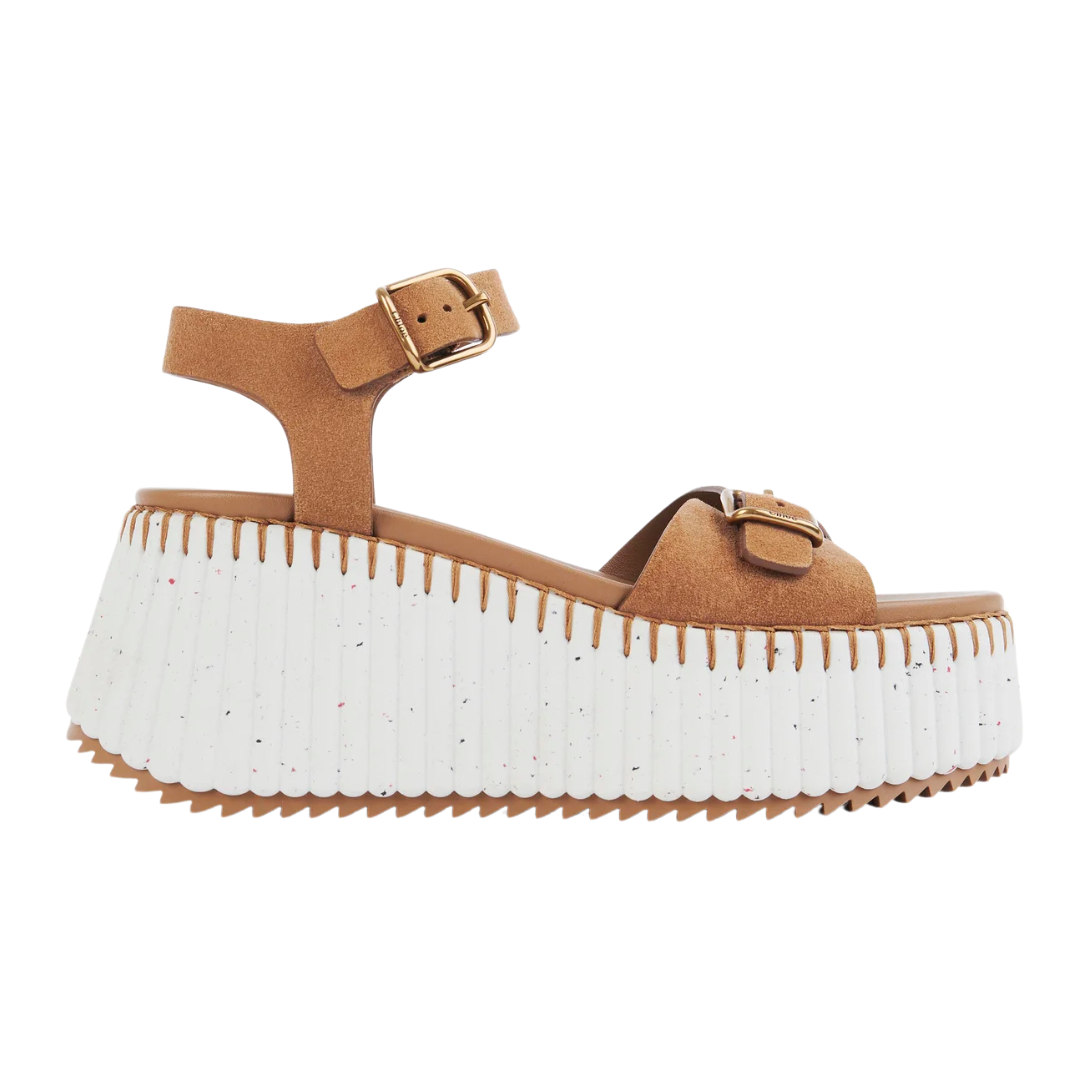 Brown Nama Suede Platform Sandals for Women - Comfortable Summer Slide Shoes with Cushioned Footbed | Perfect for Beach, Vacation & Casual Outfits