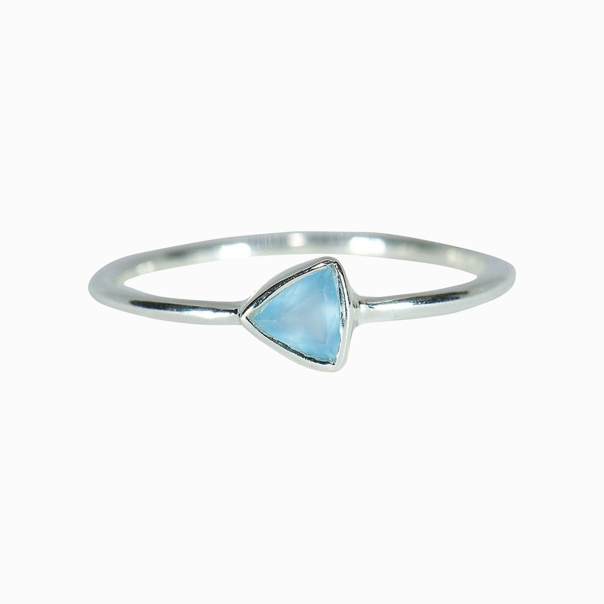 Silver Triangle Chalcedony Ring Size 6 - Elegant Gemstone Jewelry for Women, Perfect for Everyday Wear & Special Occasions