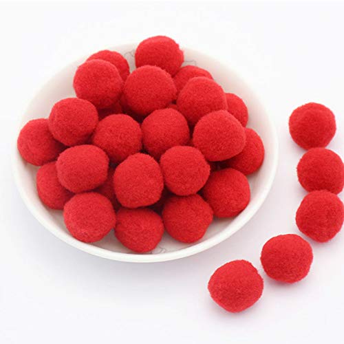 YYCRAFT 100pcs 1 Inch Soft Fluffy Pom Poms Balls - Premium DIY Craft Supplies for Scrapbooking, Knitting, Party Decorations & Home Decor (Red)