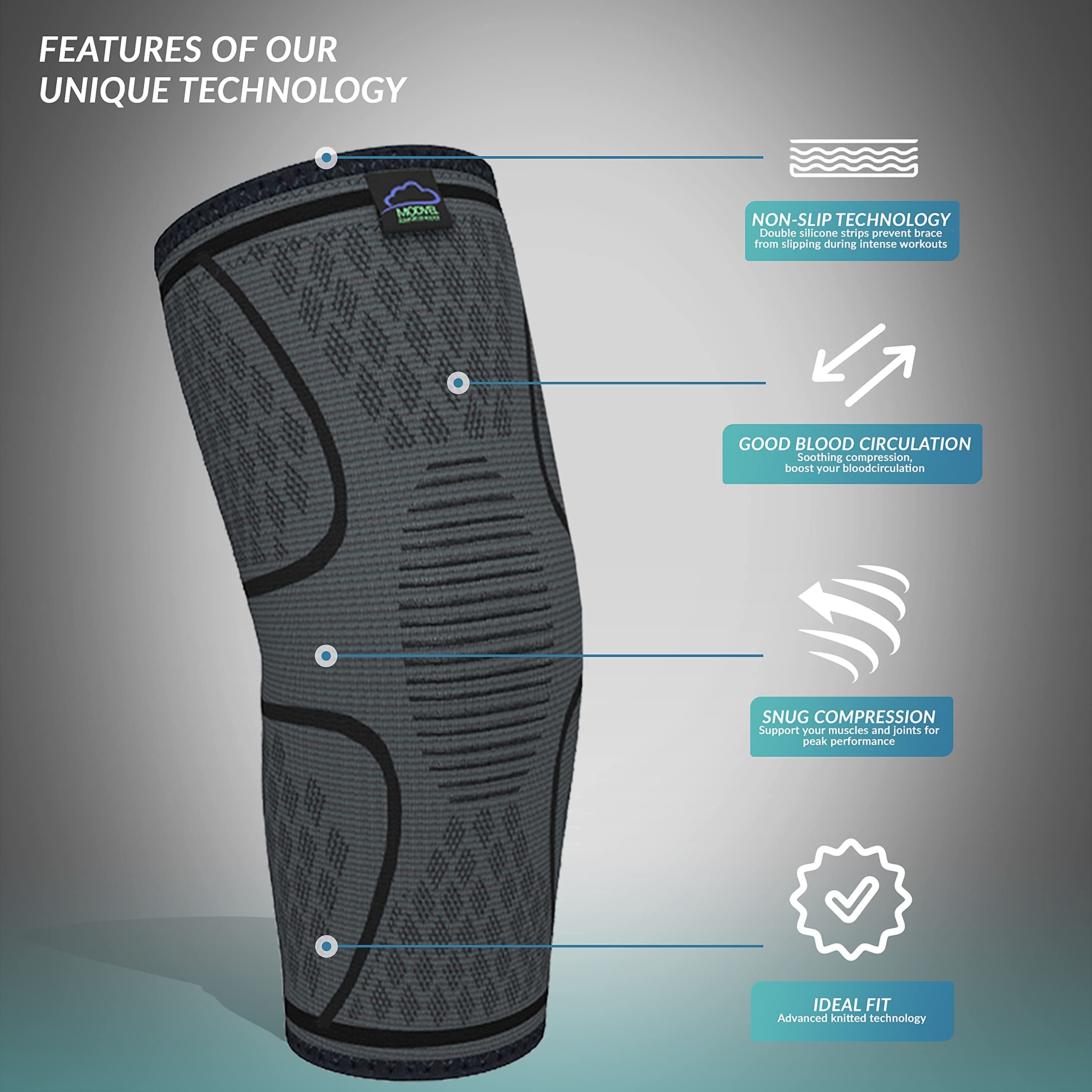 Modvel 2 Pack Knee Brace & Back Brace Support for Men & Women - Pain Relief for Herniated Disc, Sciatica, Arthritis, ACL, Meniscus Tear - Adjustable Compression for Workout, Sports & Daily Activities