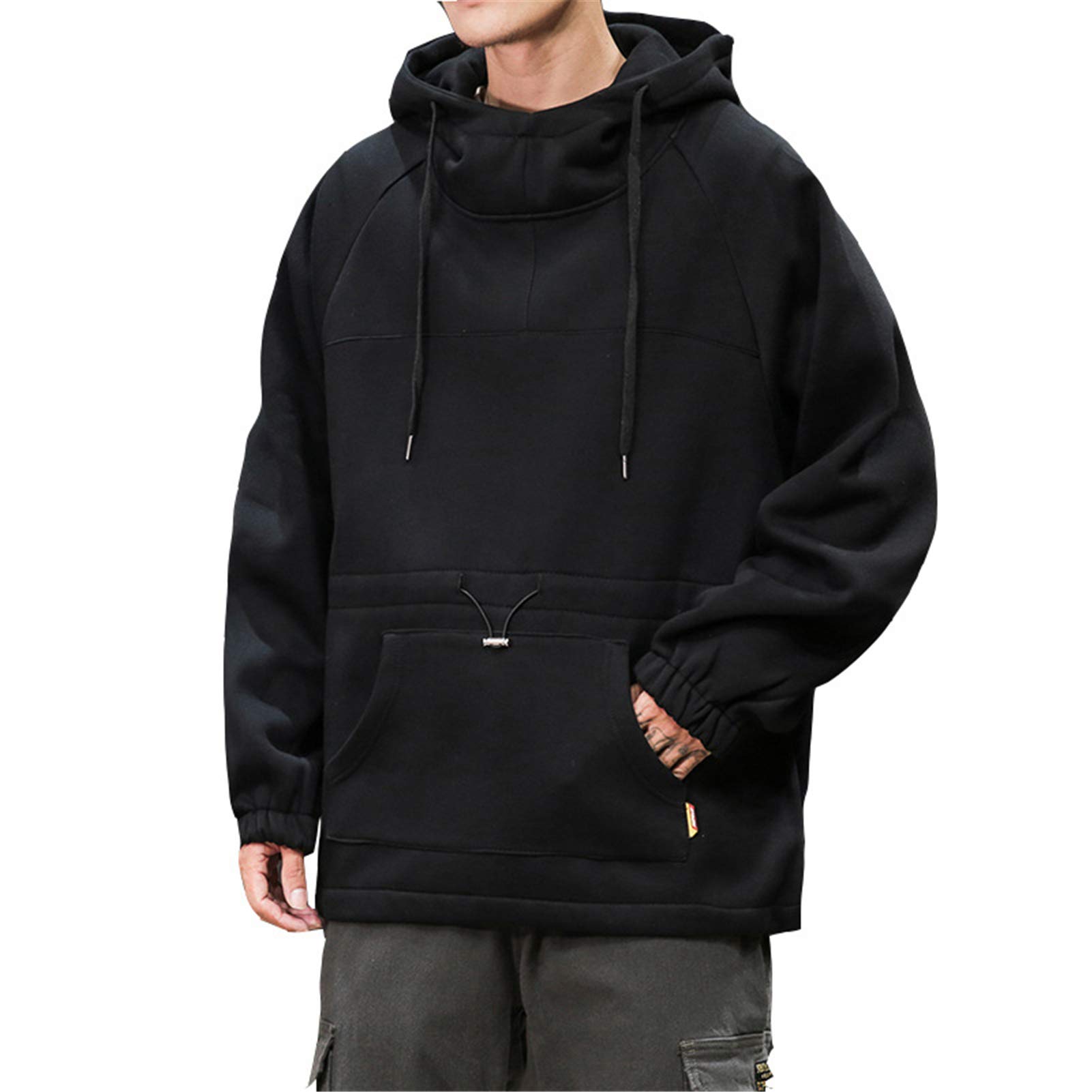 USTZFTBCL Men's Korean Style Hoodie - Loose Fit Hooded Pullover for Spring & Autumn | Casual Streetwear, Layering Essential for Outdoors & Daily Wear