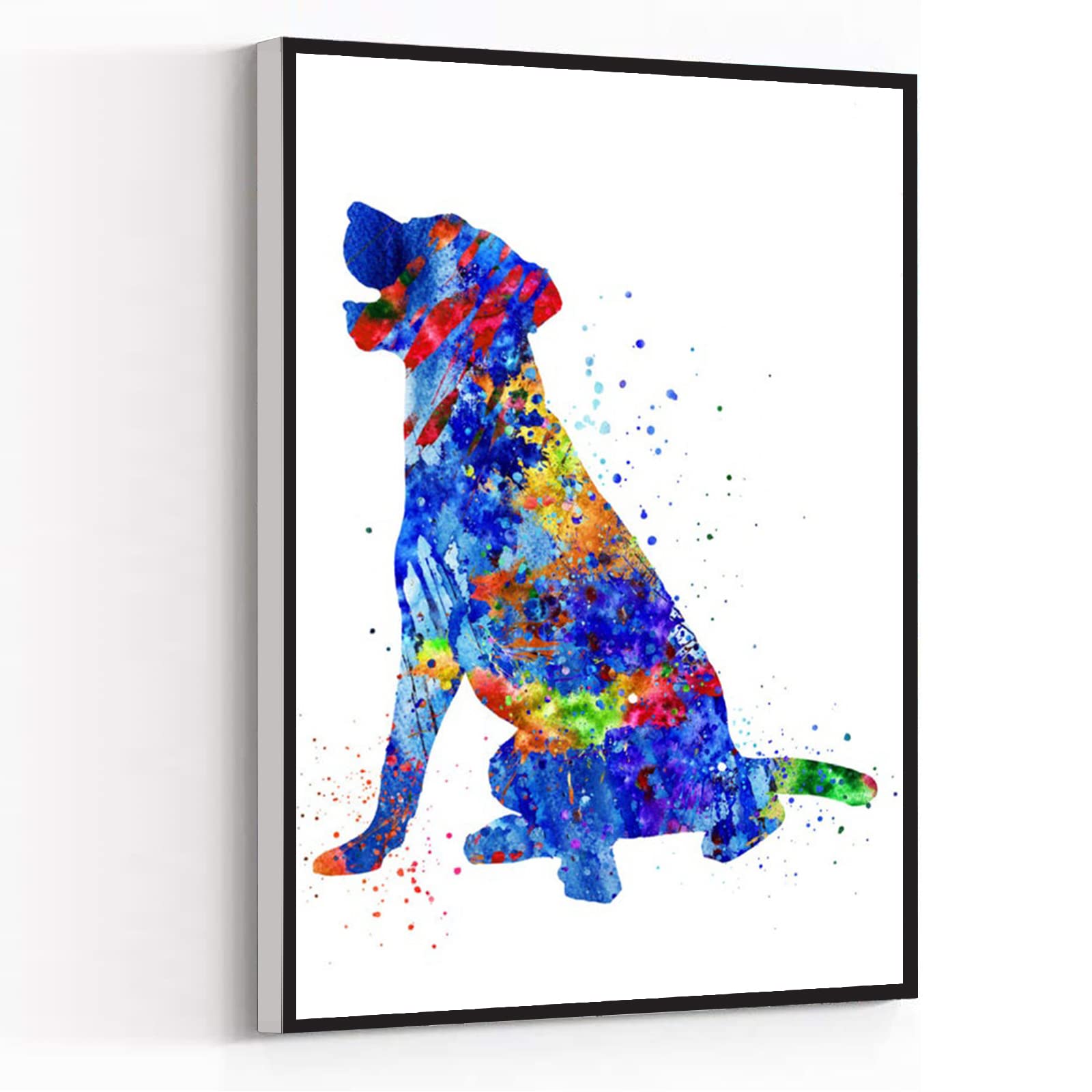 Labrador Retriever Watercolor Painting - Framed Modern Canvas Wall Art 16x24 Inch, Dog Lover Gift, Home & Office Decor for Living Room, Bedroom, Large Space