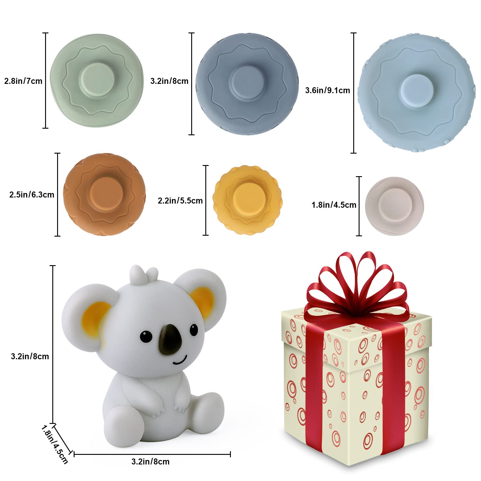 **ZWYOIUG Baby Stacking Toys - Soft Nesting Blocks & Ring Stacker for Toddlers 6-18 Months, STEM Learning & Teething Toy, Early Educational Gift (7-Piece Set) - Perfect for Playtime, Sensory Development & Motor Skills**