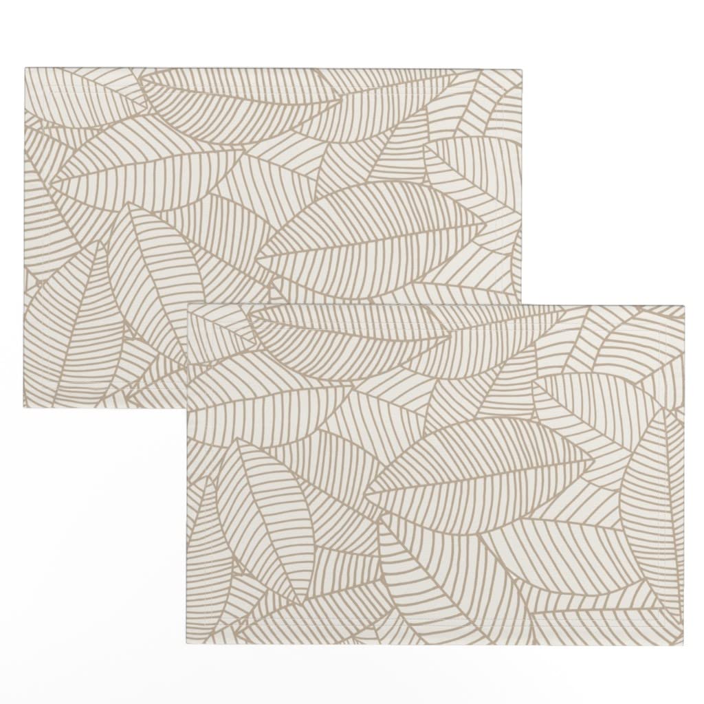Premium Linen Cotton Canvas Placemats Set of 2 - Neutral Botanical Print Retro Modern Table Mats for Dining, Kitchen Decor & Party Settings
