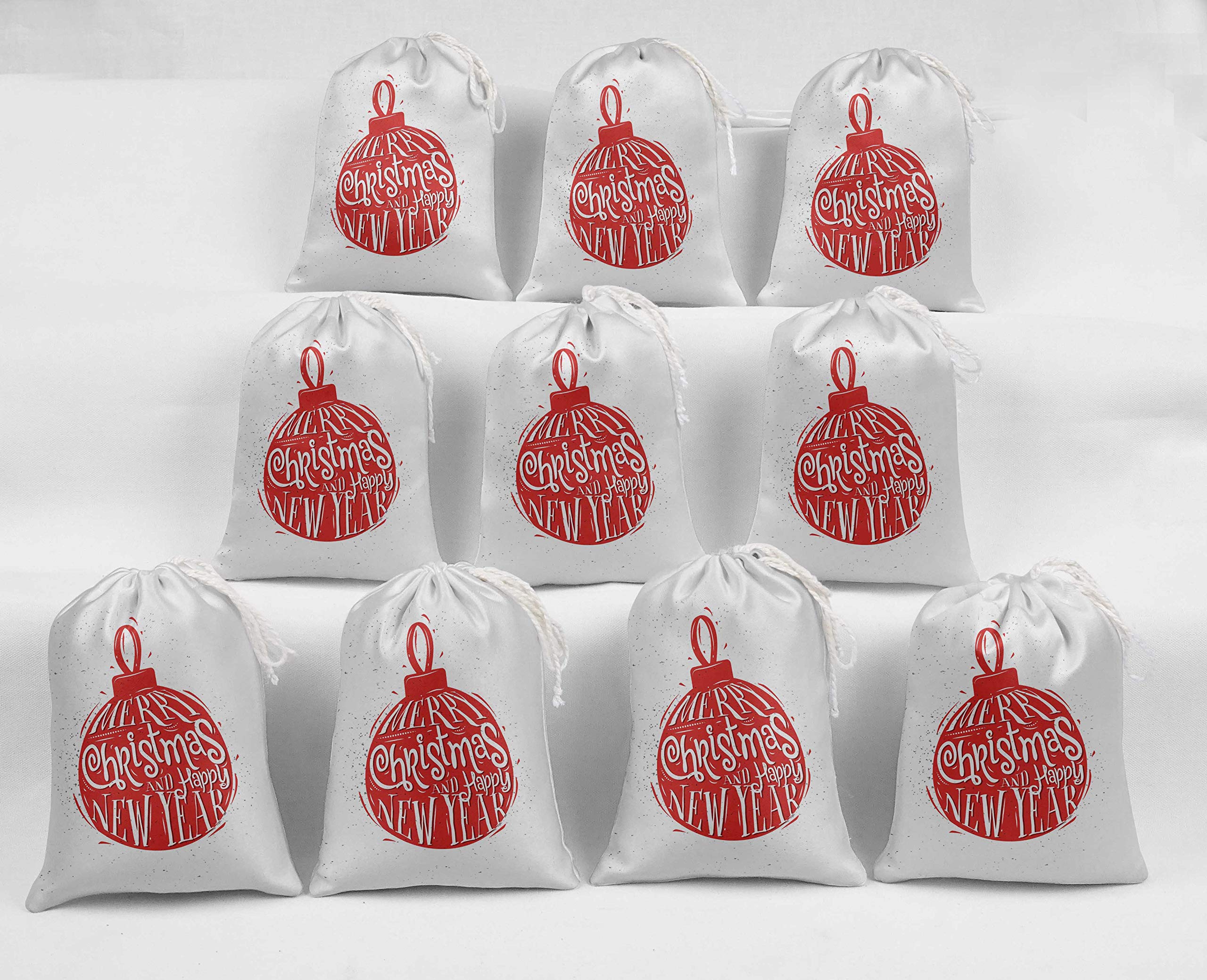 15-Piece White Happy New Year & Christmas Party Favor Bags - Candy Pouches for Holiday Gifts, Decorations & Party Supplies | Perfect for Celebrations, Gift Wrapping & Festive Events