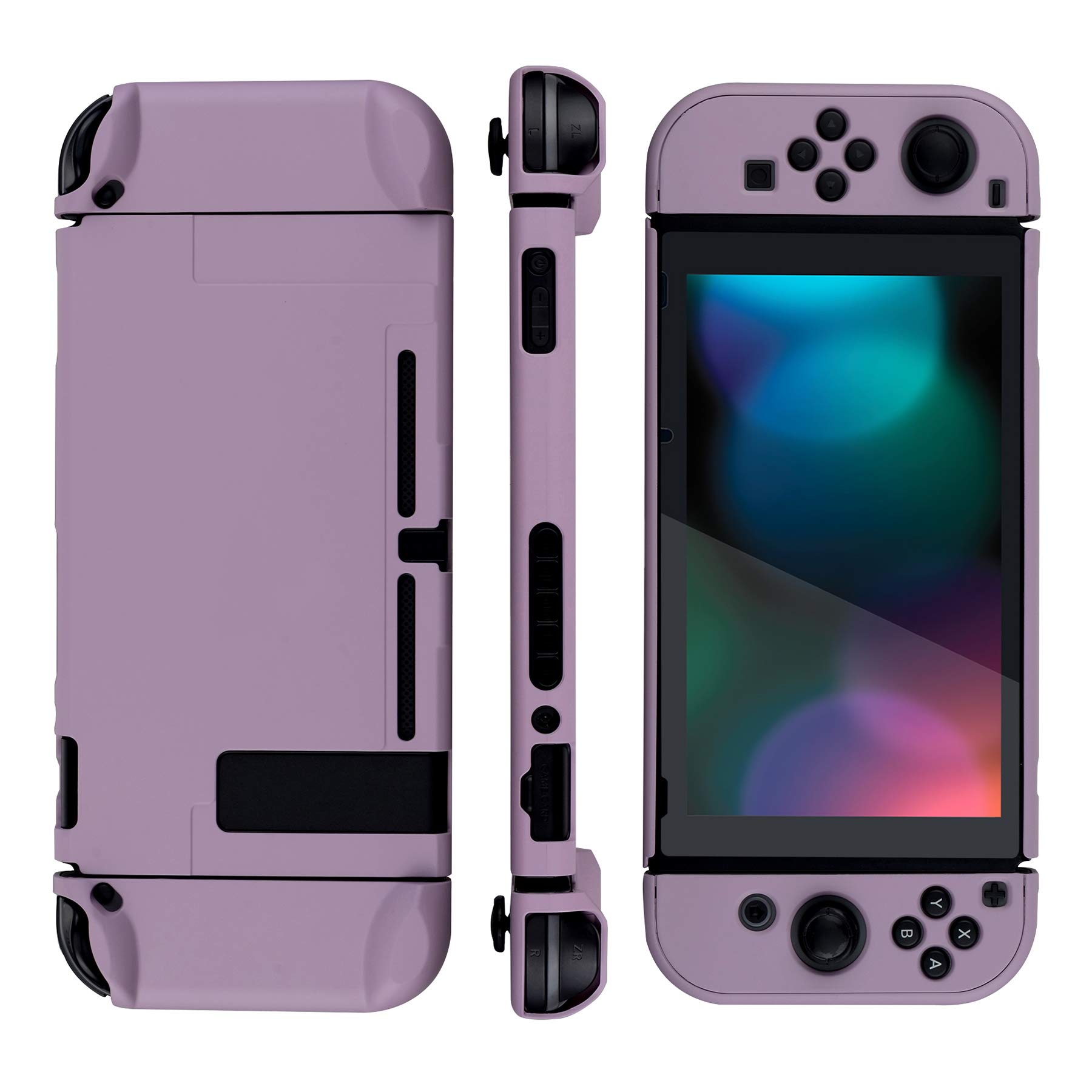 eXtremeRate PlayVital Protective Hard Shell Case Cover for Nintendo Switch - Shock-Absorbent Anti-Scratch Dockable Durable Gaming Accessory (Dark Grayish Violet) - Perfect for Travel, Home Gaming & Switch Protection