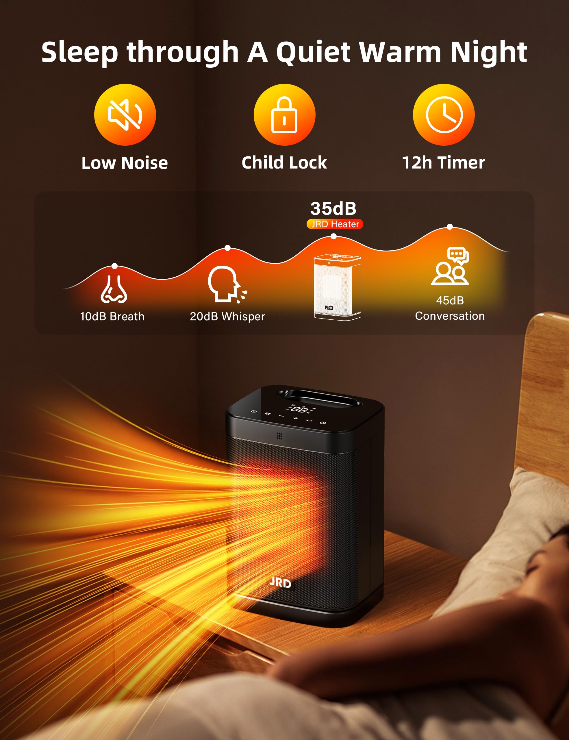 1500W Ceramic Space Heater with Remote - Fast Heating Electric Heater with Thermostat, 80° Oscillation & 12H Timer - Quiet Portable Desk Heater for Bedroom, Home Office & Indoor Use - Perfect for Winter Warmth & Energy Efficient Heating