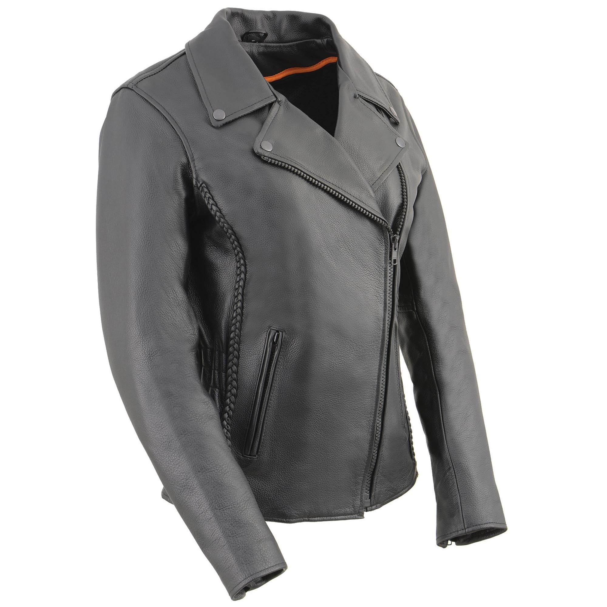 Milwaukee Leather Women's LKL2711 Black Leather Jacket with Braid & Stud Back Detailing - Stylish Biker Jacket for Casual Outings & Motorcycle Rides