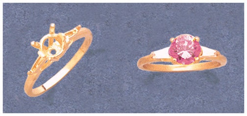 Solid Sterling Silver or 14kt Gold 7mm Round Accent Pre-Notched Fashion Ring - Size 7 (Setting 163 251/143 251) - Perfect for Weddings, Engagements & Everyday Jewelry