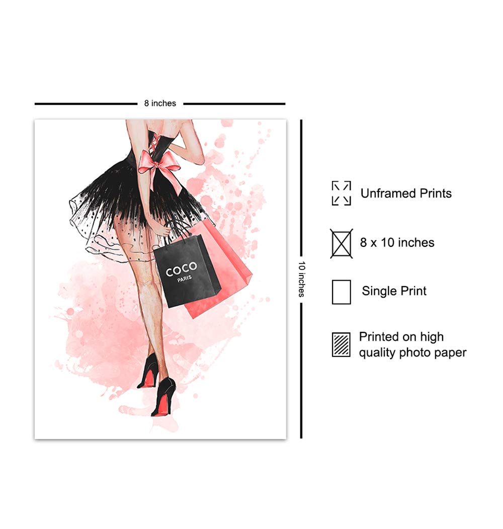 Glam Fashion Wall Art & Decor - Elegant Woman Wall Picture - High Fashion Design - Pink Luxury Poster Print - Perfect Gift for Women, Teens & Girls - Ideal for Living Room, Bedroom & Office Decor