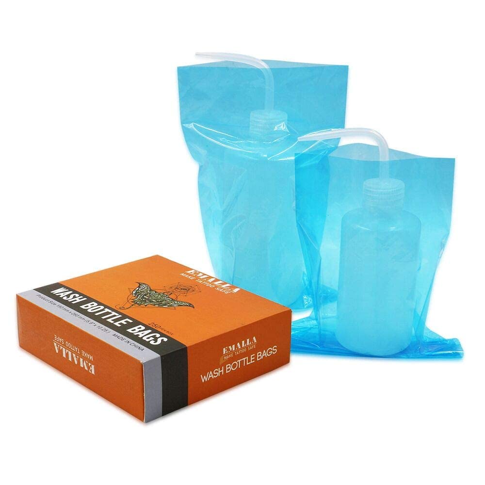 Autdor 250pcs Disposable Tattoo Wash Bottle Bags - Squeeze Bottle Covers & Sleeves for Tattoo Artists & Body Art Supplies | Perfect for Ink Storage, Hygiene Protection & Tattoo Studio Organization