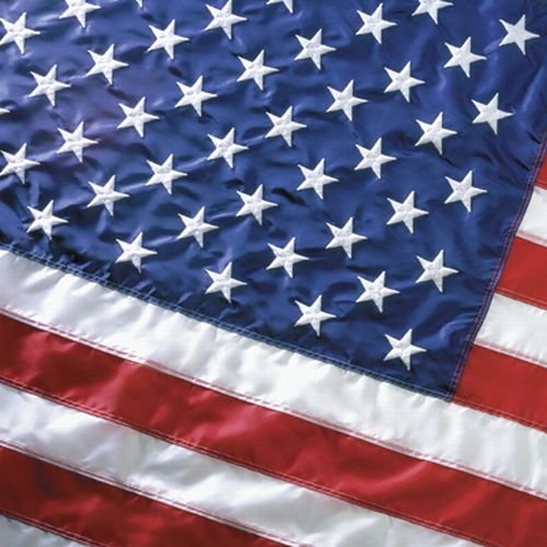 12' x 18' Heavy Duty Nylon American Flag with Appliqued Stars & Sewn Stripes - FMAA Certified, Brass Grommets & Reinforced Canvas Header - Perfect for Outdoor Display, Parades & Patriotic Events