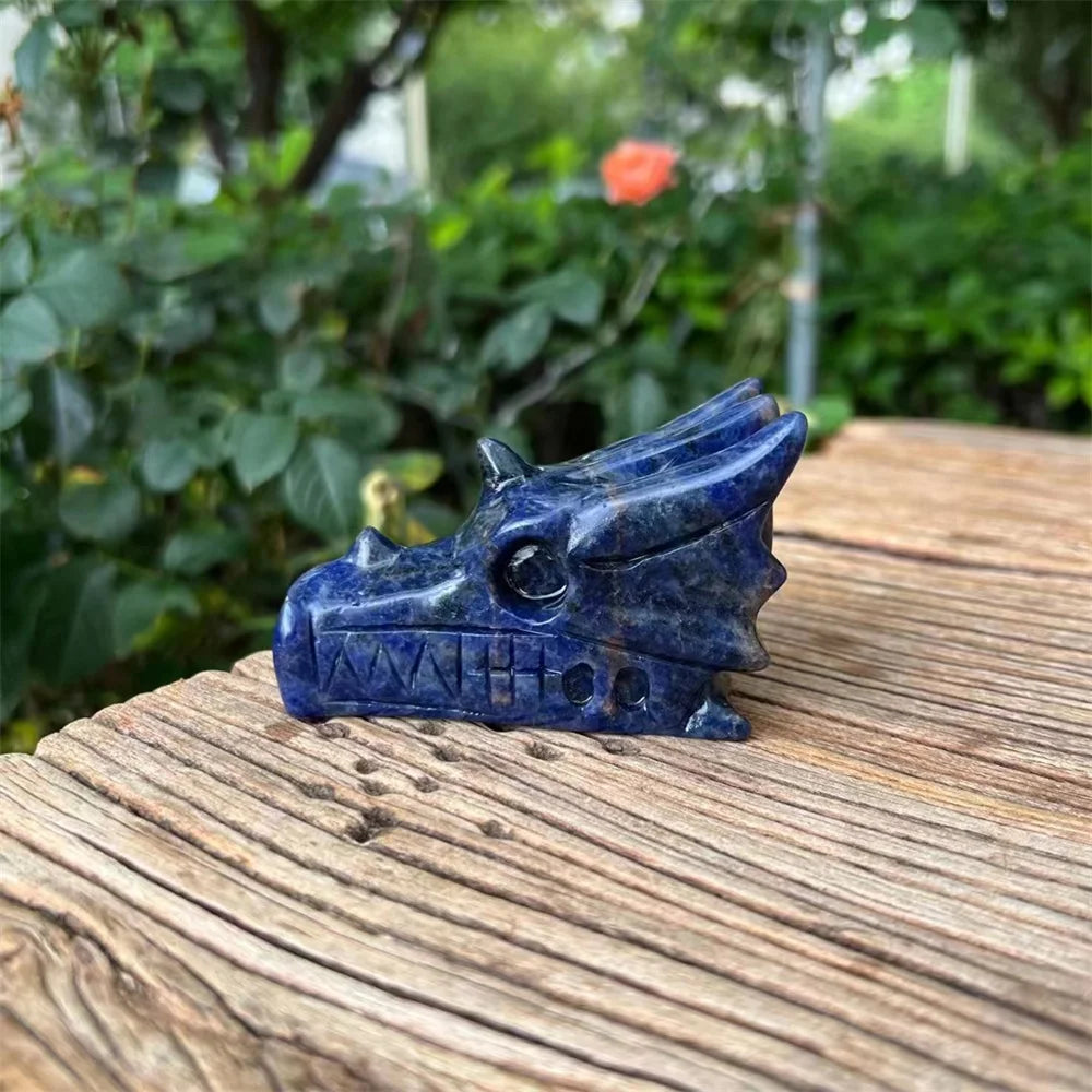 Hand Carved Natural Blue Aventurine Quartz Dragon Skull - Feng Shui Healing Crystal, Reiki Meditation Stone, Unique Spiritual Gift for Home & Office Decor (Perfect for Meditation Spaces & Energy Healing)