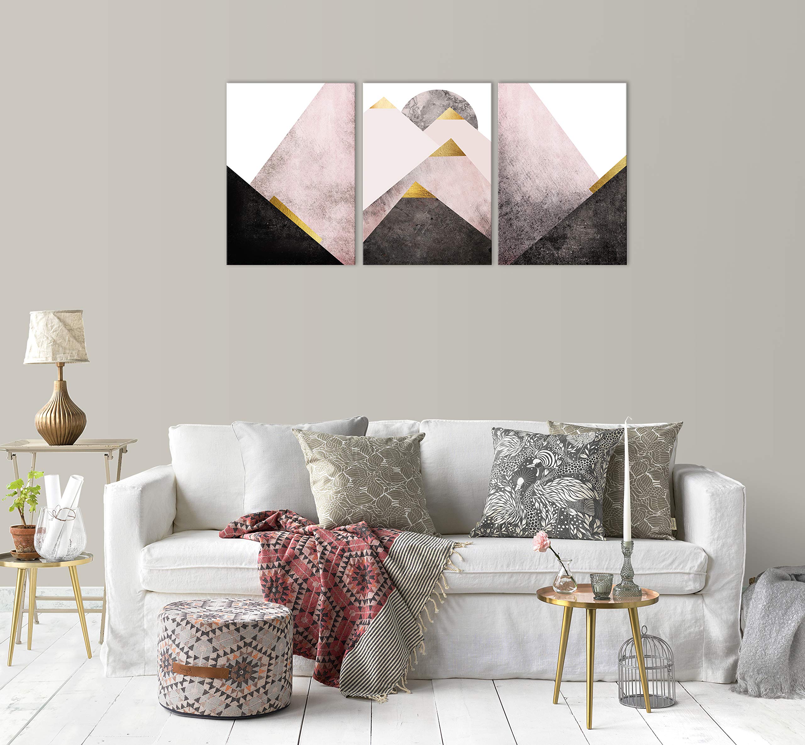 Pink and Black Abstract Canvas Wall Art - Modern Dining Room Decor, Kitchen & Living Room Wall Painting, Bedroom Home Decor for Stylish Interiors | Perfect for Housewarming Gifts & Apartment Decorating