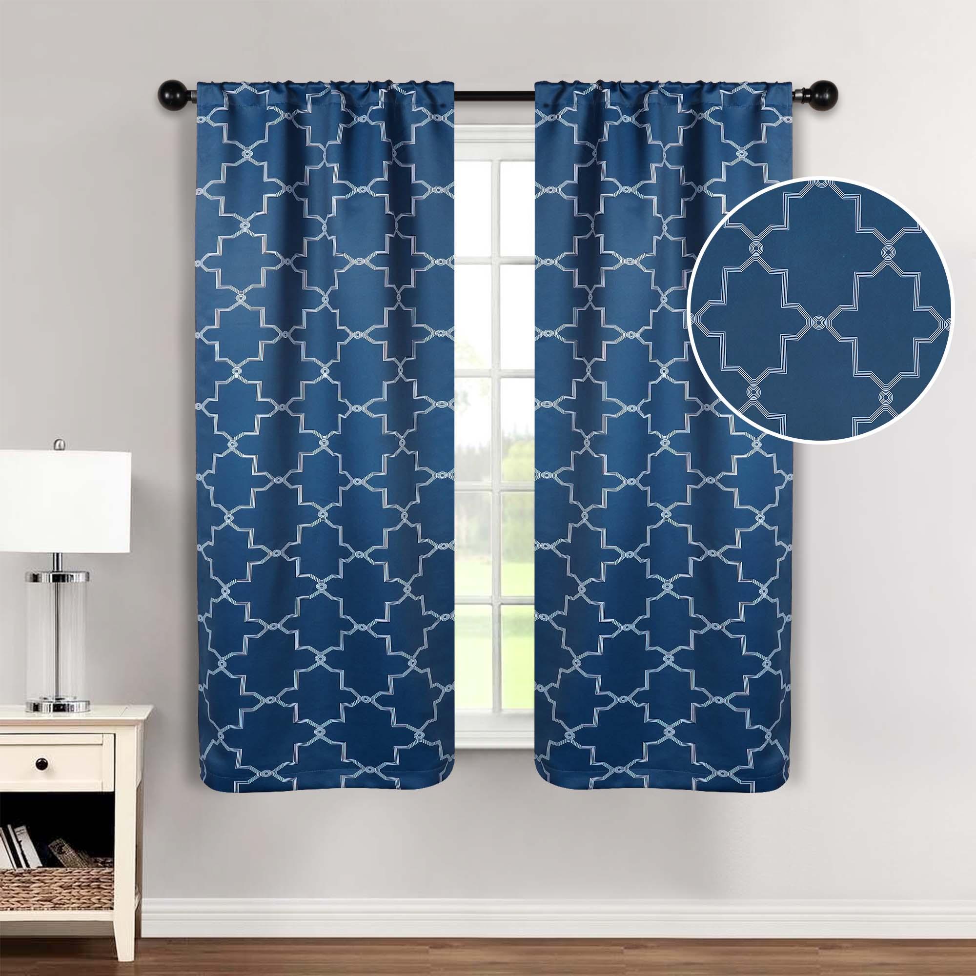 Imperial Trellis Grommet Blackout Curtains - Set of 2 Panels for Bedroom & Living Room Window Treatment, Noise Reducing & Thermal Insulated Drapes