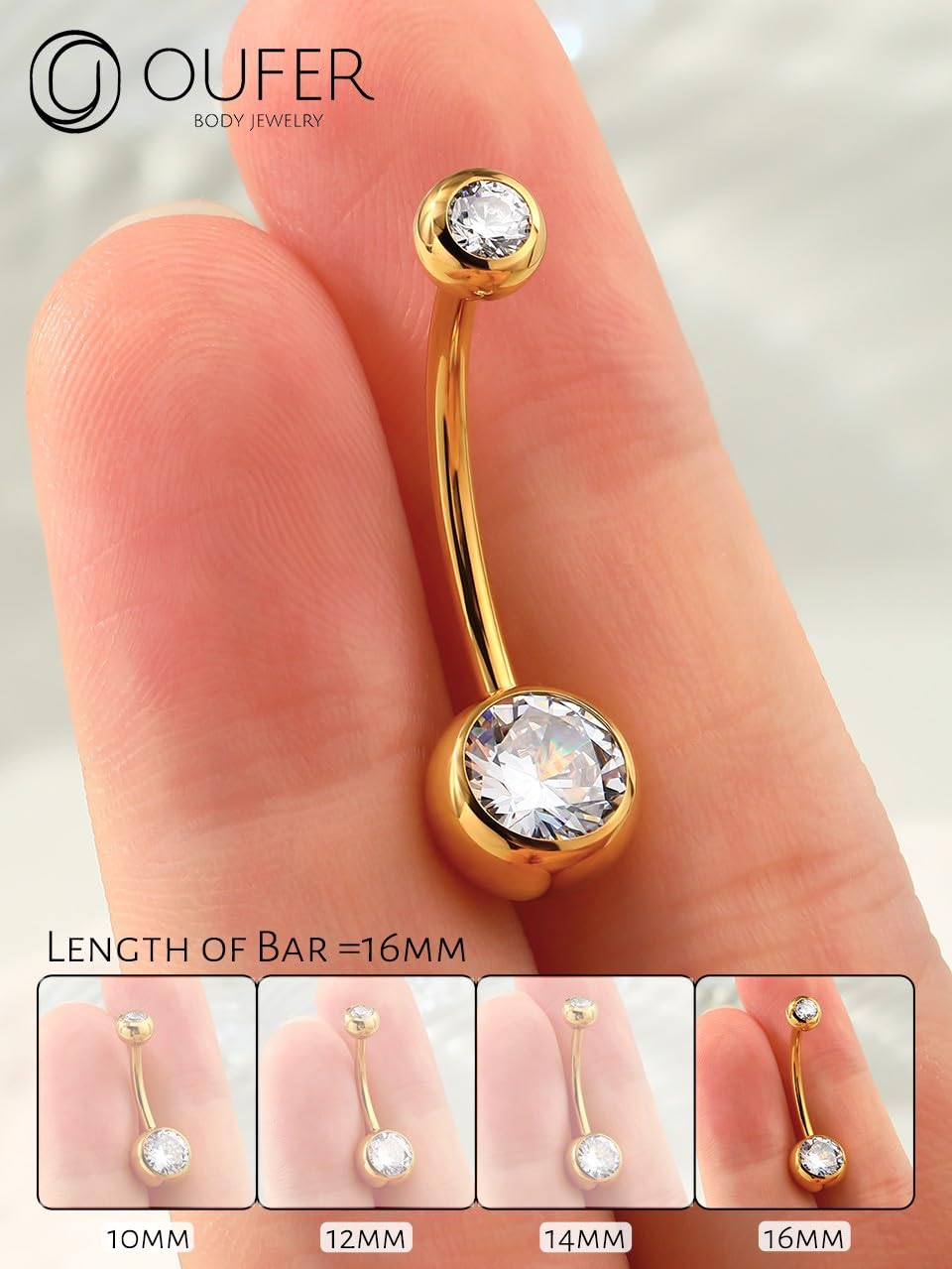 316L Surgical Steel Belly Button Rings - 14G Internally Threaded Navel Piercing Jewelry for Women & Men | Hypoallergenic Gold Belly Rings for Everyday Wear, Parties & Beach Outfits