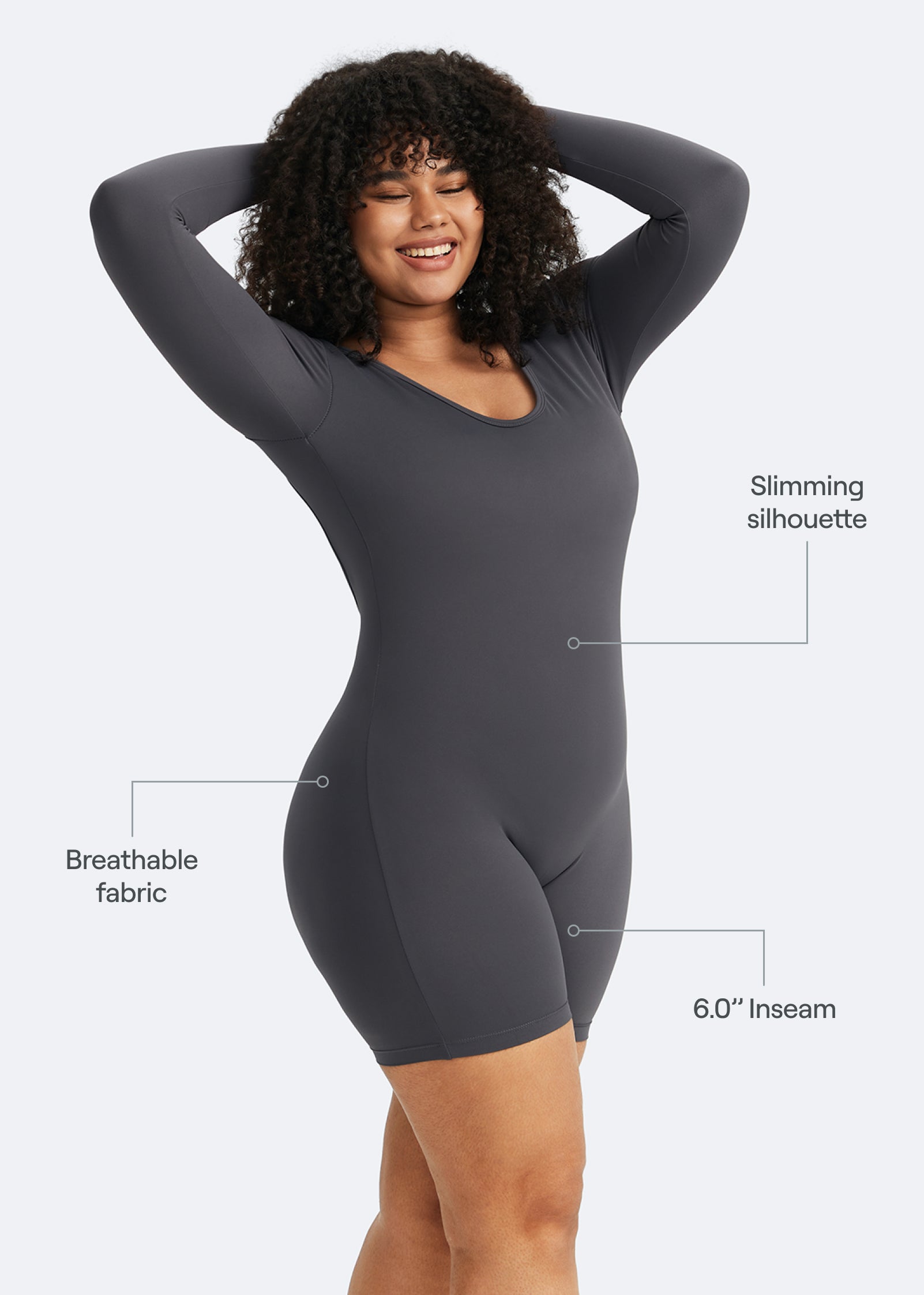 U Back Long Sleeve Bodysuit for Women - Seamless Shapewear Tops - Perfect for Layering, Workout & Everyday Wear