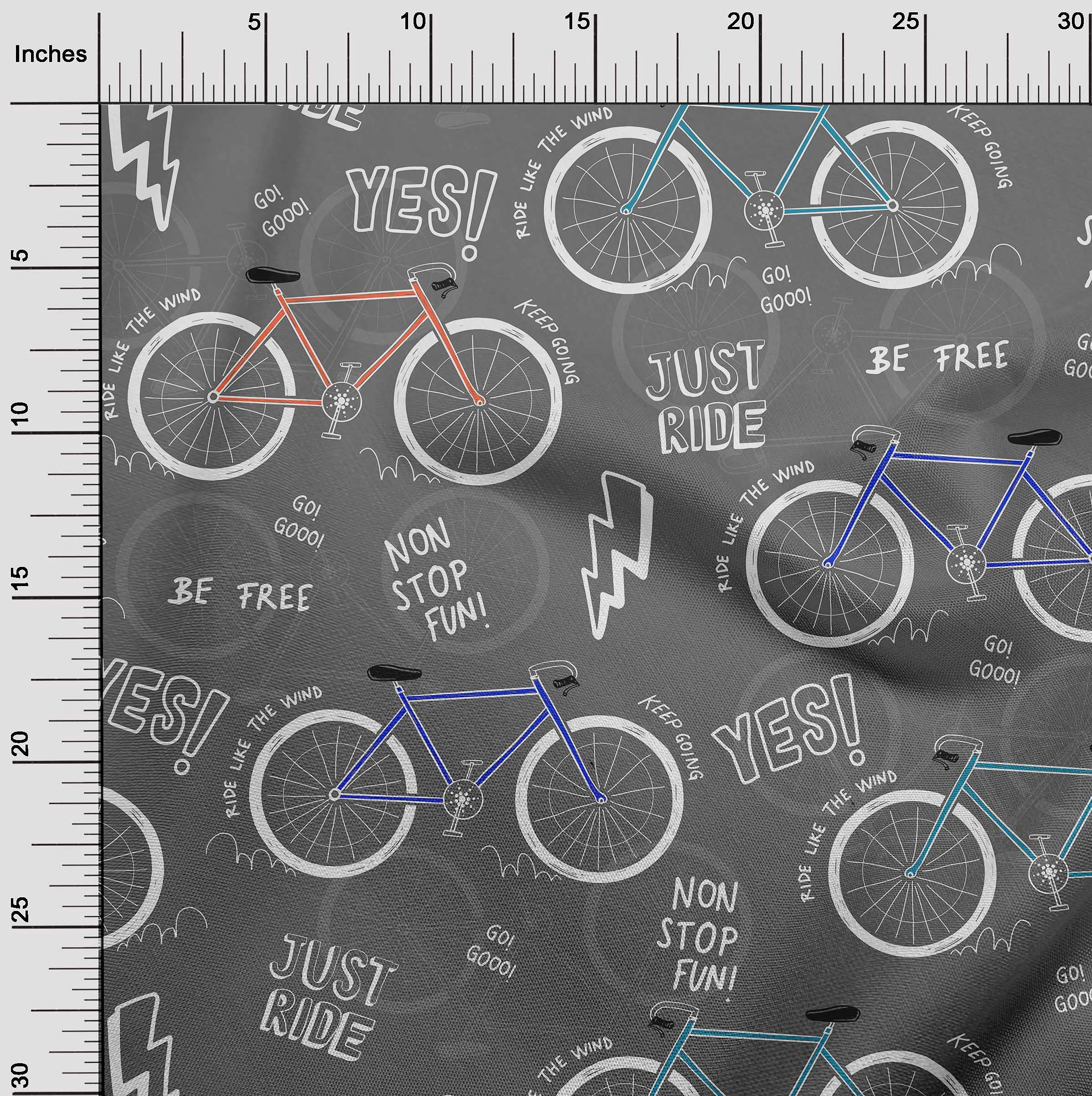 oneOone Rayon Gray Fabric - 56 Inch Wide Printed DIY Sewing Material for Bicycle, Clothing & Crafts | Perfect for Quilting, Apparel & Home Decor Projects