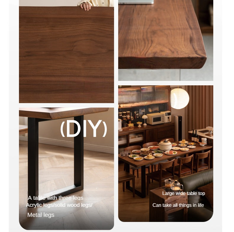 Premium Black Walnut Solid Wood Natural Edge Dining Table – Handcrafted Large Board for Rustic & Modern Home Decor – Perfect for Family Gatherings & Dinner Parties