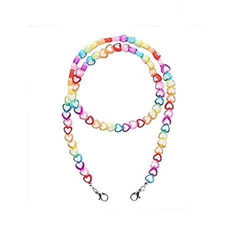 Cute Acrylic Heart Kids Mask Lanyard - Safe Clip Holder for Boys & Girls (Mask Not Included) - School & Travel Use