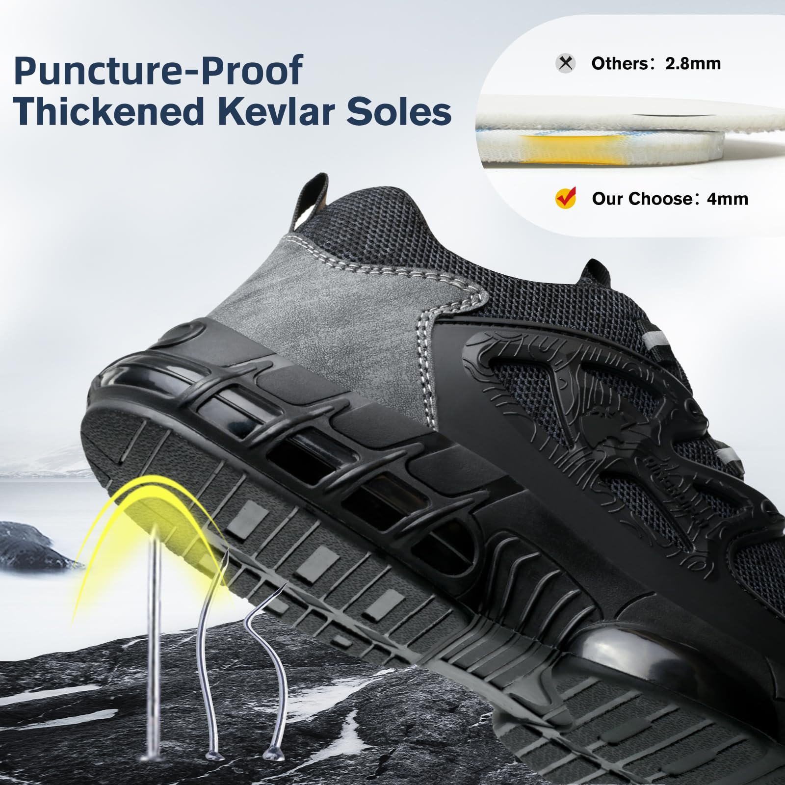 Men's & Women's Steel Toe Work Shoes - Lightweight Safety Sneakers with Non-Slip Puncture Proof Design for Industrial & Construction Work | Comfortable Protective Footwear for Warehouse, Factory & Outdoor Jobs