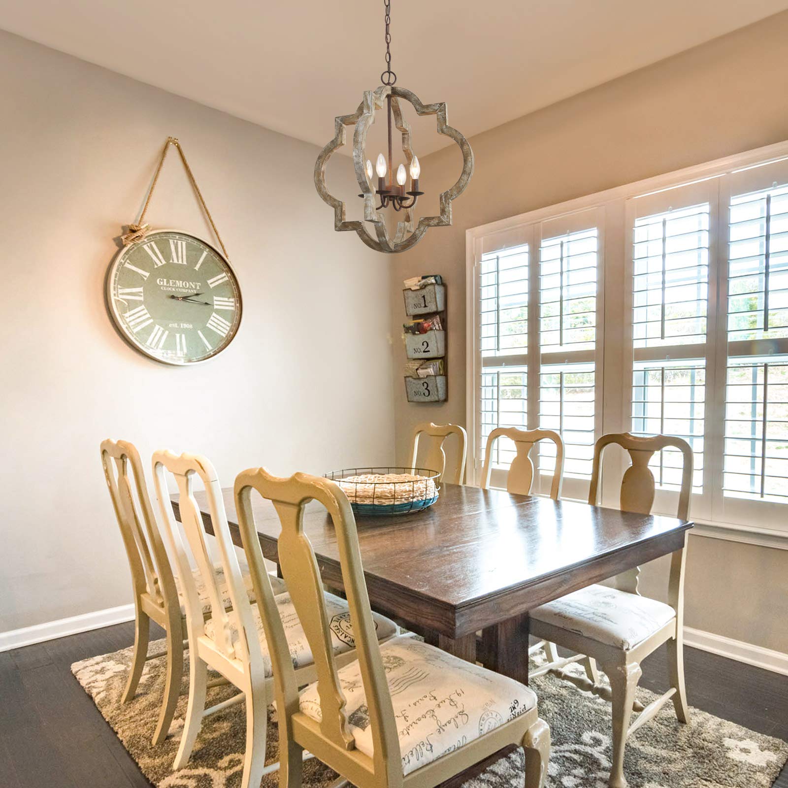 Rustic Farmhouse Orb Chandelier - Large Handmade Wooden Ceiling Light Fixture for Dining Room, Bedroom, Living Room & Entryway - Perfect for Cozy Home Decor & Farmhouse Style Interiors