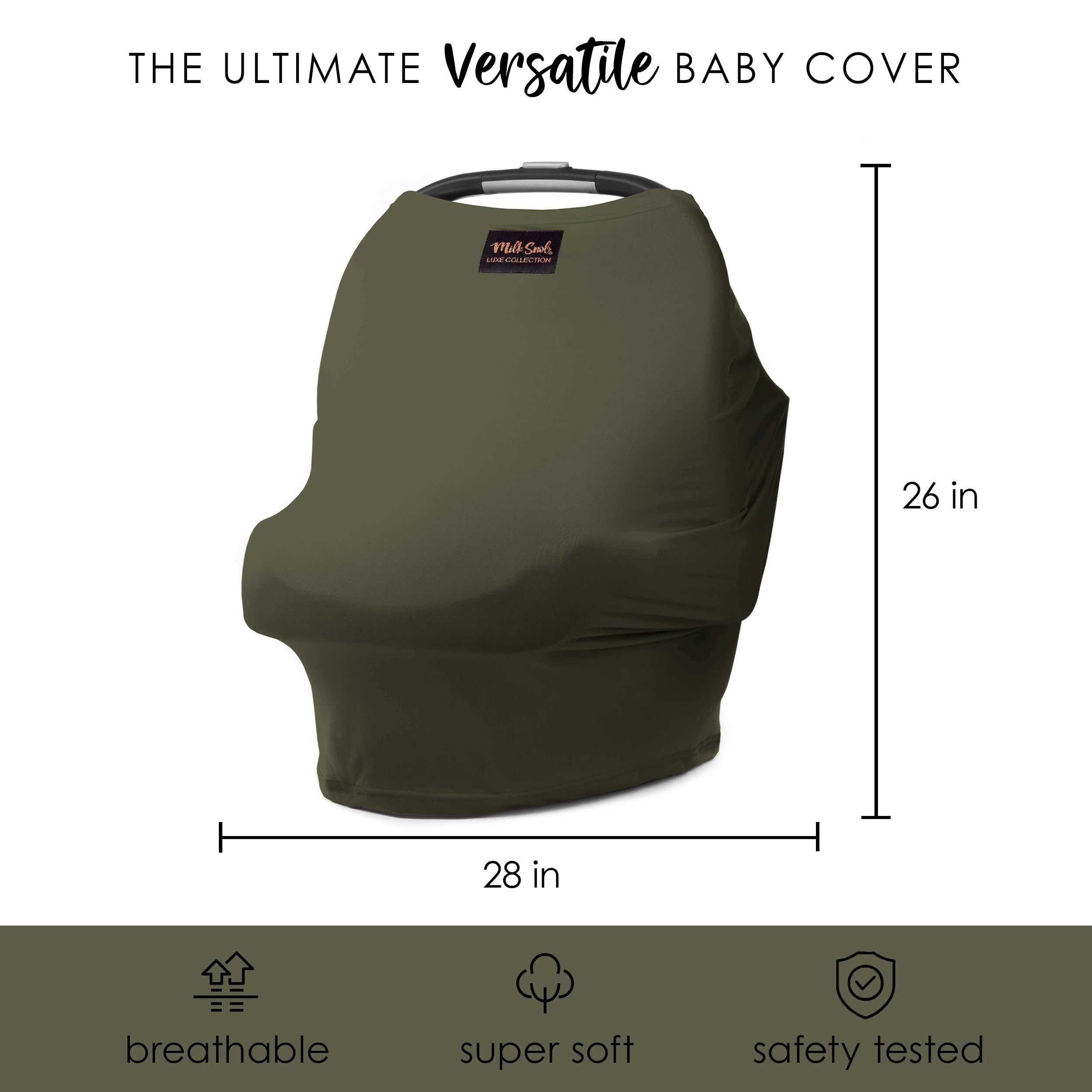Milk Snob Original 5-in-1 Premium Baby Cover in Olive Green - Nursing Cover, Car Seat Canopy, Stroller Blanket, High Chair Cover & Shopping Cart Protector | Soft Breathable Fabric for Breastfeeding Privacy & Newborn Protection | Perfect for Travel, Outings & Daily Baby Care