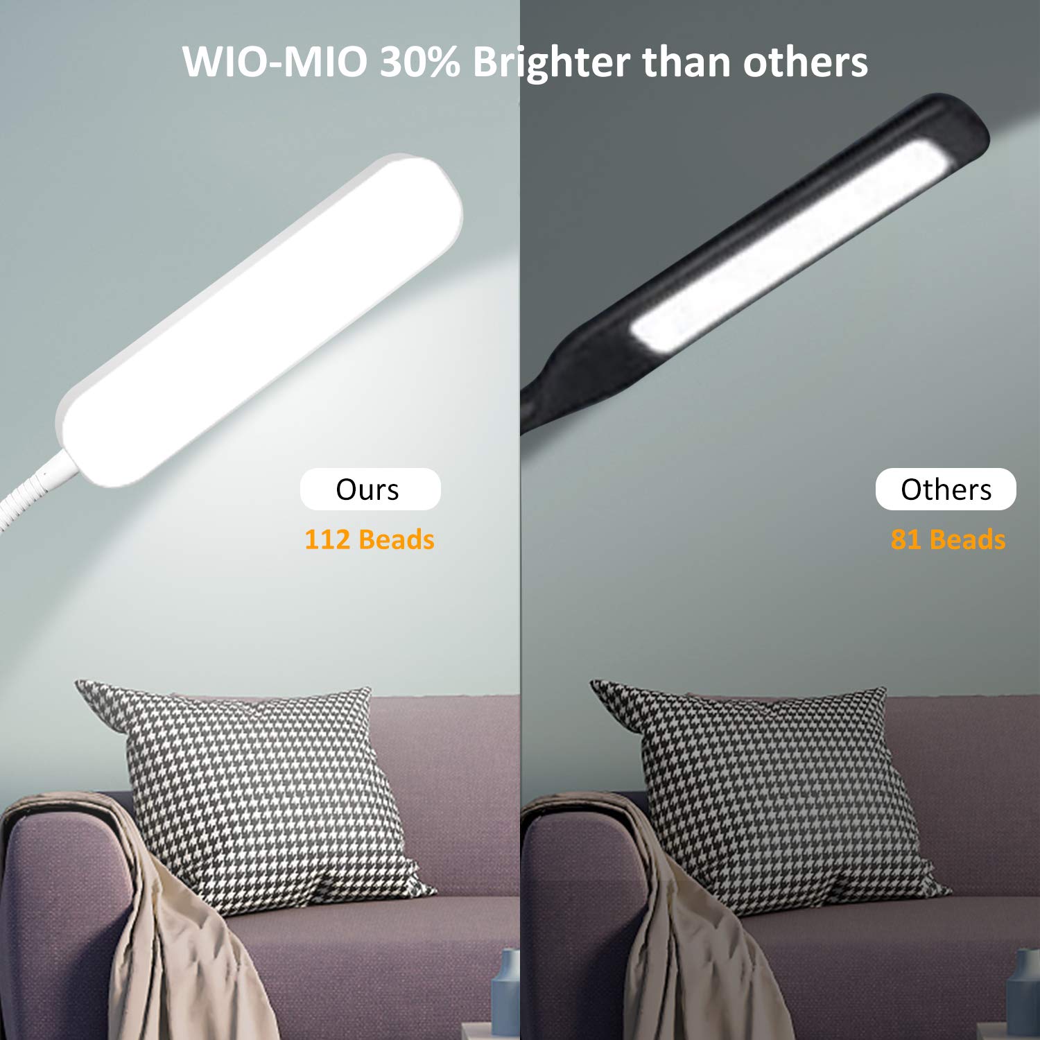 15W 1000LM Bright LED Floor Lamp with 4 Color Temperatures & Stepless Dimmer - Remote & Touch Control Adjustable Gooseneck Reading Light for Living Room, Bedroom, Office and Study