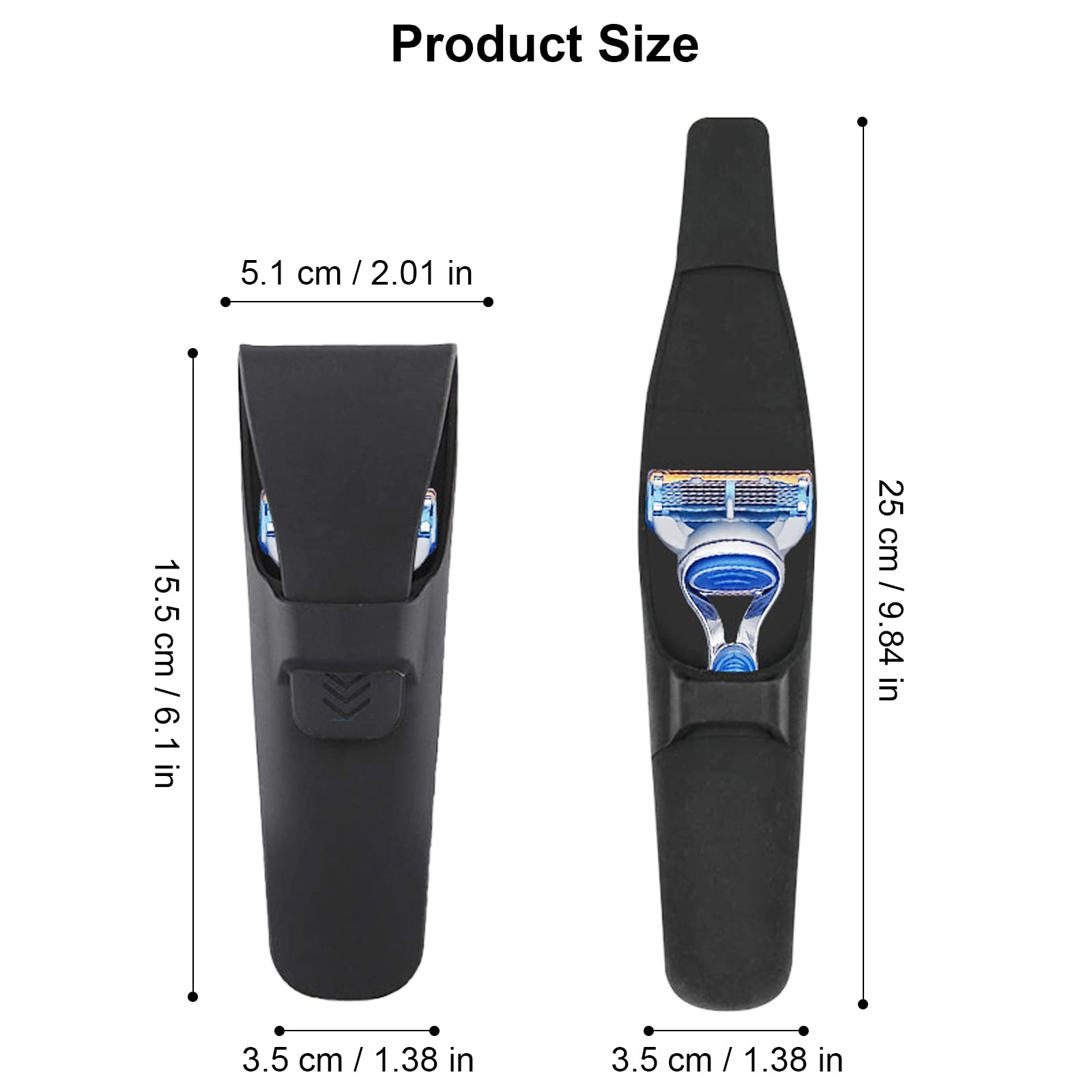 Waterproof Silicone Razor Travel Case - Soft Protective Cover for Most Manual Razors with 2 Cleaning Brushes (2 Pack) | Portable Shaving Kit for Gym, Travel & Home Storage