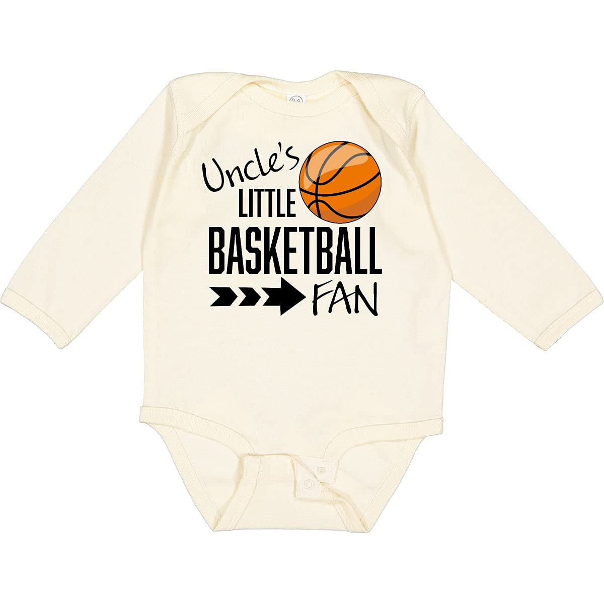 Inktastic Uncle's Little Basketball Fan Baby Long Sleeve Bodysuit - Soft Cotton Creeper for Newborns & Infants - Perfect for Game Day, Family Photos & Basketball Themed Gifts