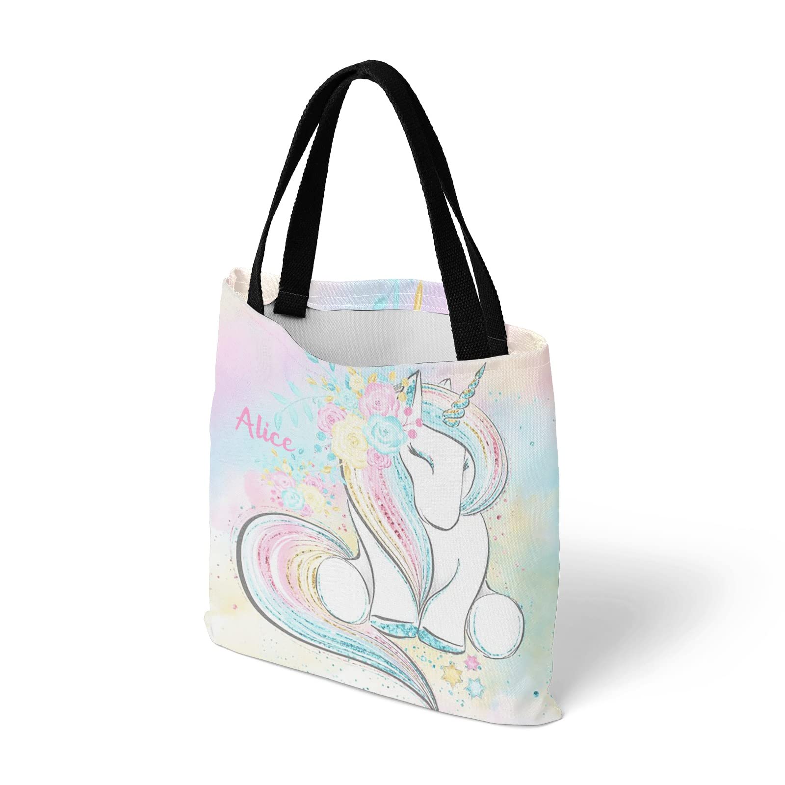 Personalized Watercolor Hearts Canvas Tote Bag - Eco-Friendly Reusable Shoulder Bag for Women, School, Travel & Shopping - Perfect Gift for Her - Ideal for Beach, Grocery & Work Commute