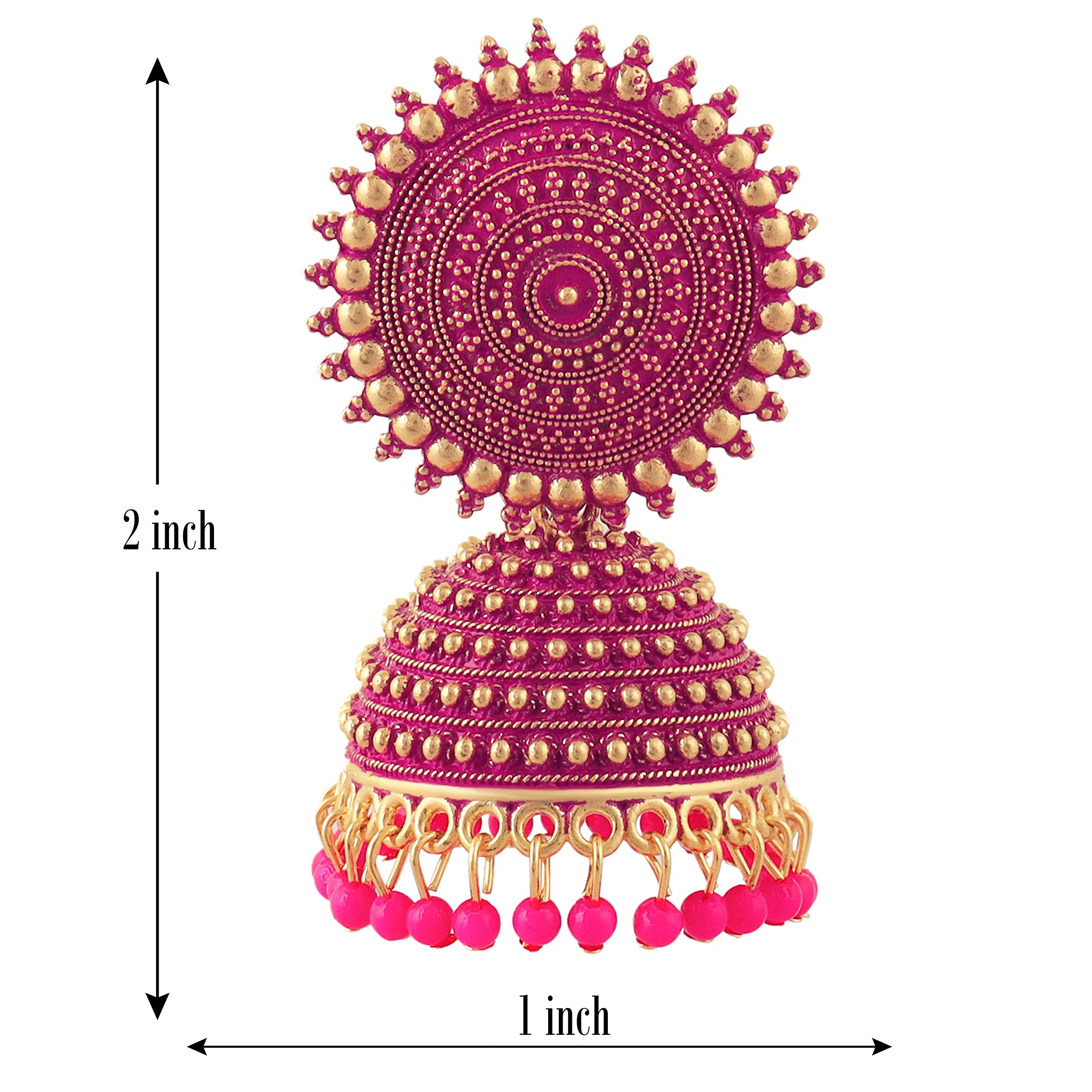 Elegant Gold Plated Floral Pearl Drop Earrings for Women - Traditional Pink Jhumkas with Studded Pearls - Perfect Gift for Sister, Wedding, Party & Special Occasions