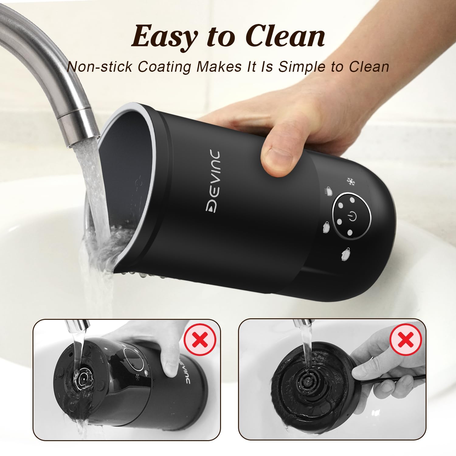DEVINC 4-in-1 Electric Milk Frother and Steamer - Hot & Cold Foam Maker with Auto Shut-Off - Perfect for Coffee, Latte, Cappuccino, Matcha - Ideal for Home, Office, and Coffee Shop Use